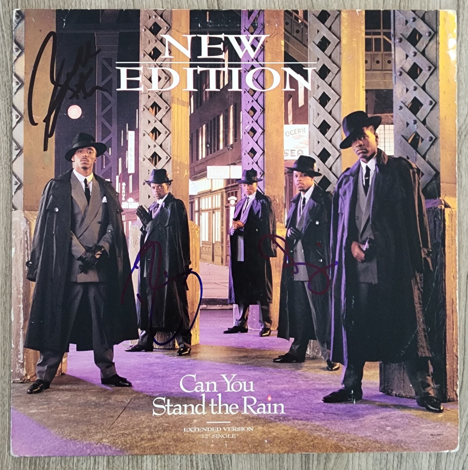 Ralph Tresvant Bivins +1 Signed New Edition – Stand The Rain Vinyl Record RAD