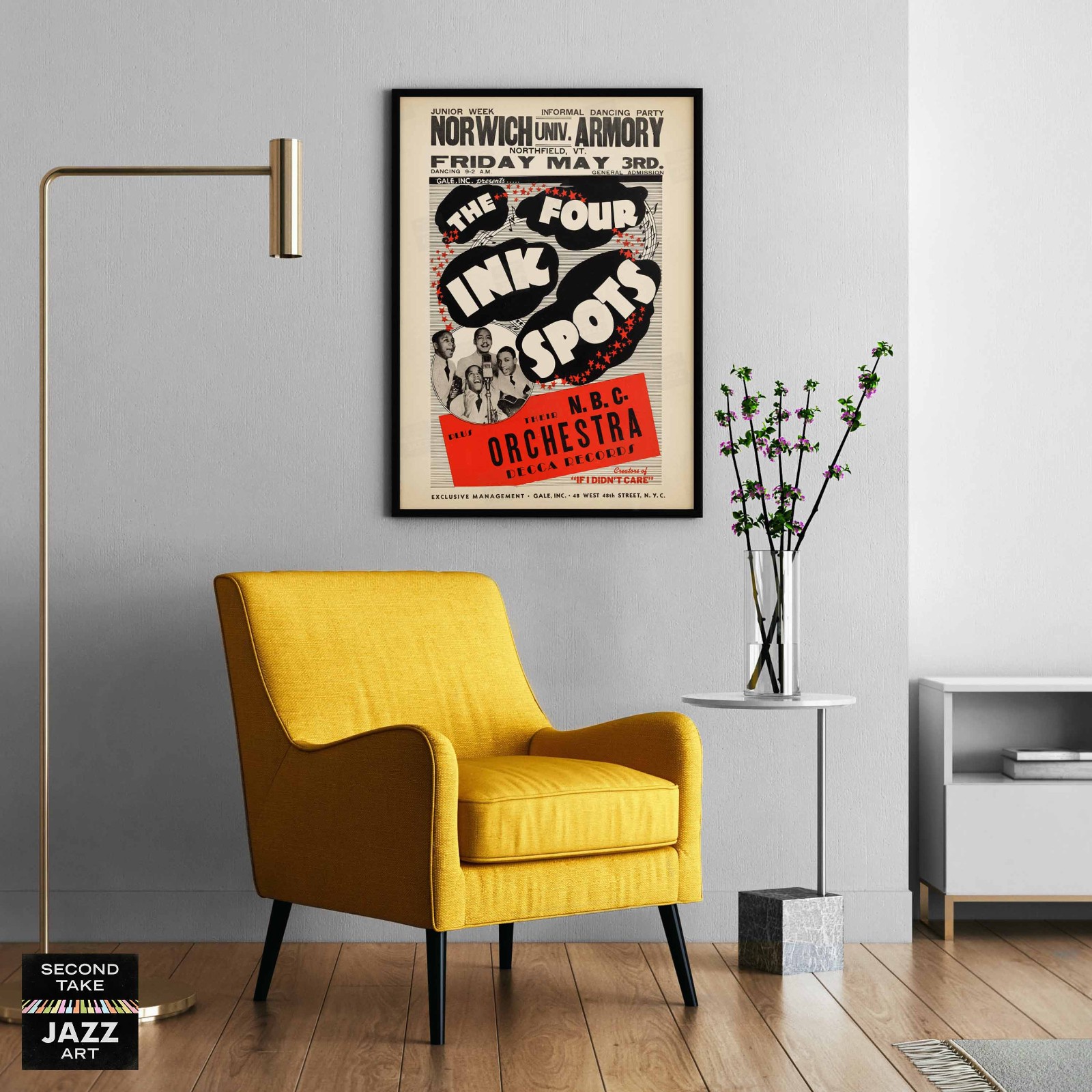 Ink Spots jazz poster – Norwich Armory – Northfield, VT – 1946