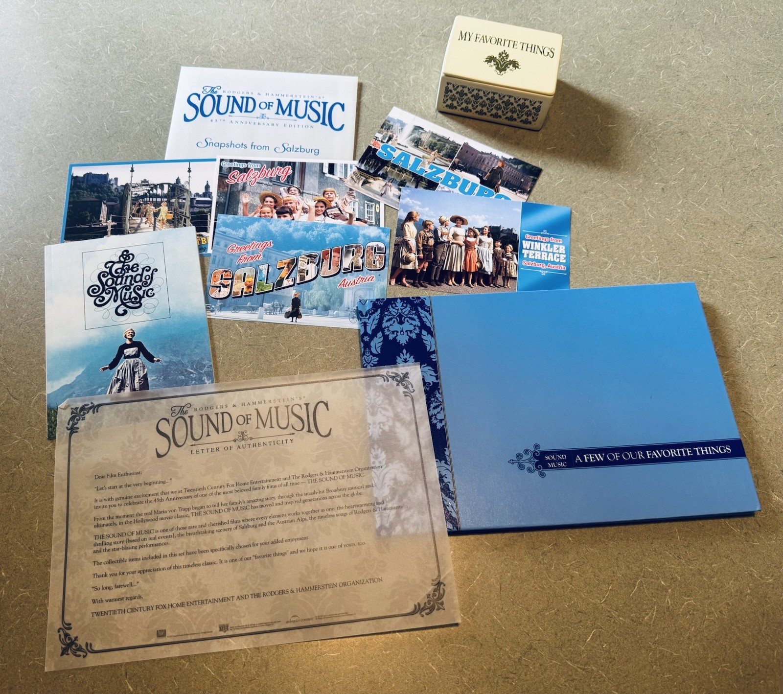 Sound of Music 45th Anniversary Collector Set Music Box Postcards Books COA