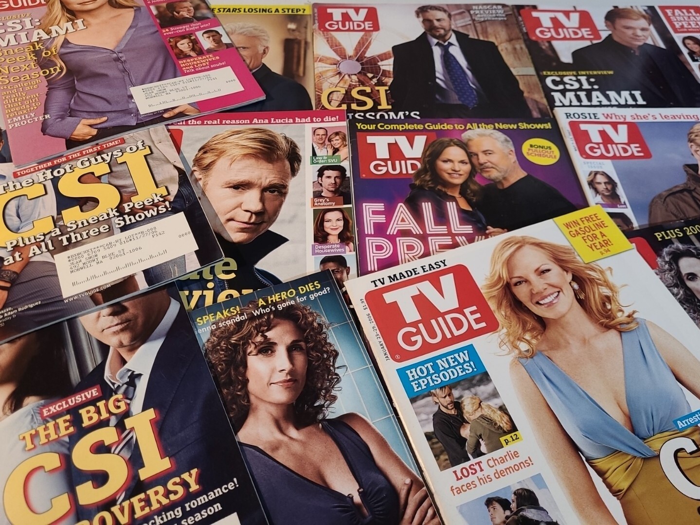 Lot of 12 TV GUIDE Magazines w/ CSI Covers (2000s – 2020s)
