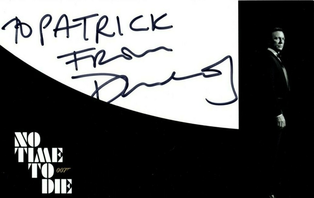 DANIEL CRAIG Signed 5×7 NO TIME TO DIE JAMES BOND 007 Photograph – To Patrick