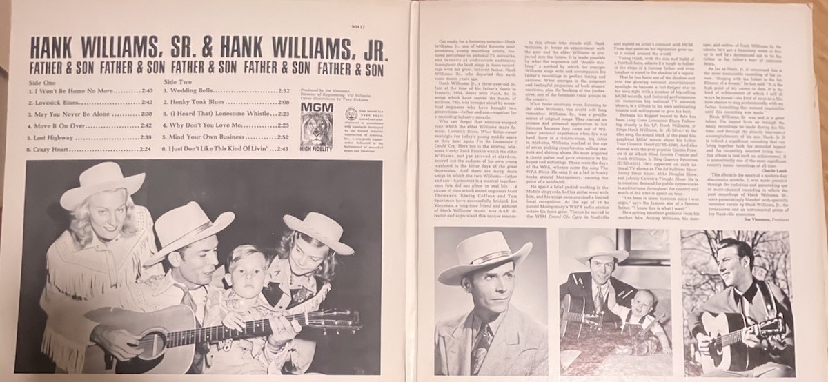 Hank Williams Sr & Jr Singing Together MGM SE4276 Vinyl LP Near Mint