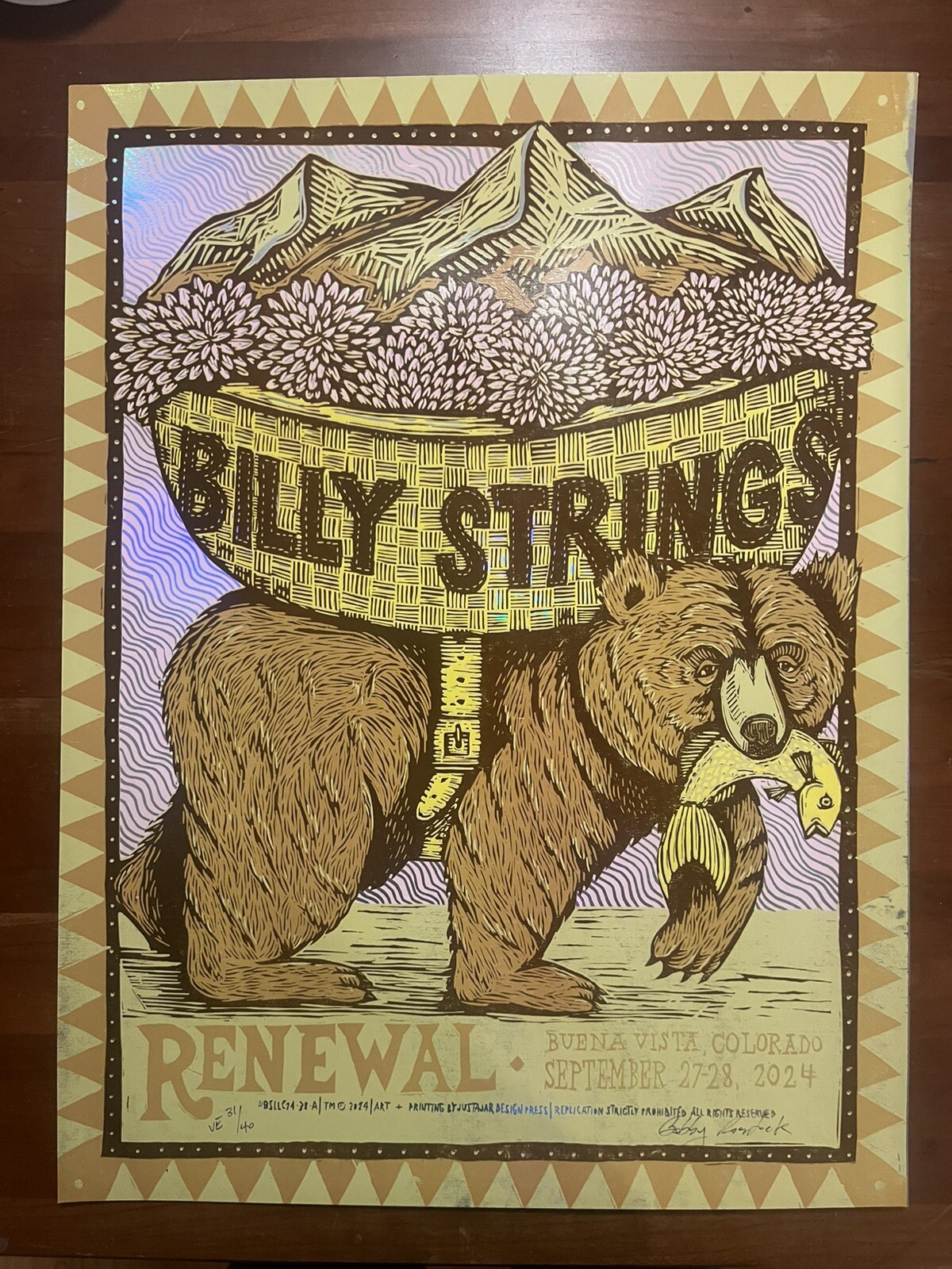 Billy Strings Foil Poster Renewal Buena Vista Colorado 9/27 9/28 Rosenstock