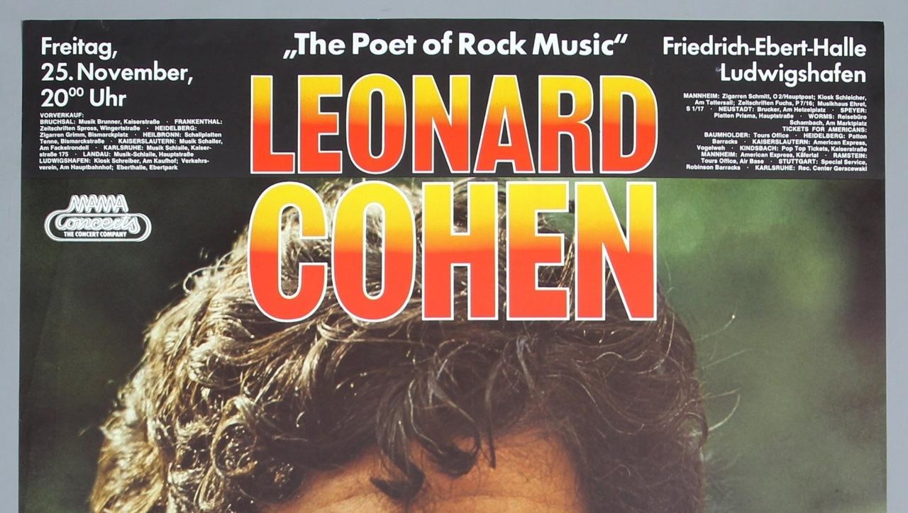 LEONARD COHEN – rare vintage original Ludwigshafen 1977 concert poster (A1)