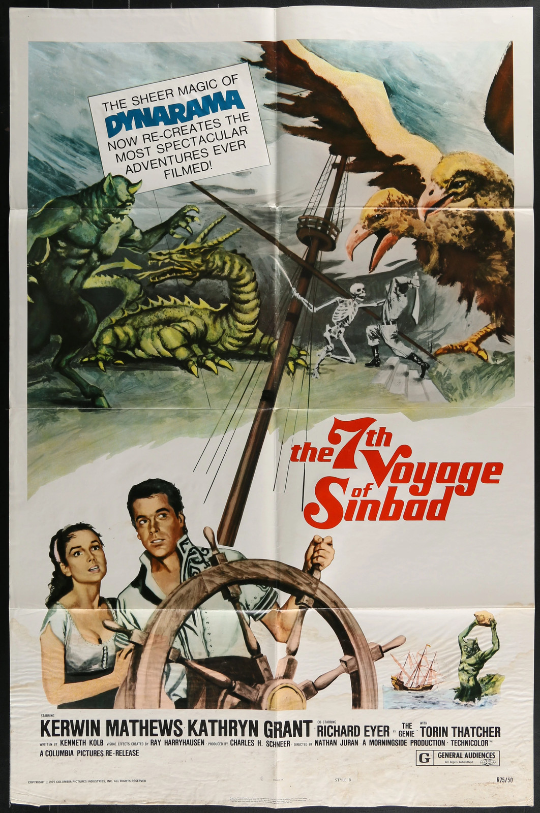 7th Voyage of Sinbad (1958) 1975 Re-Release Movie Poster 24×41 Harryhausen