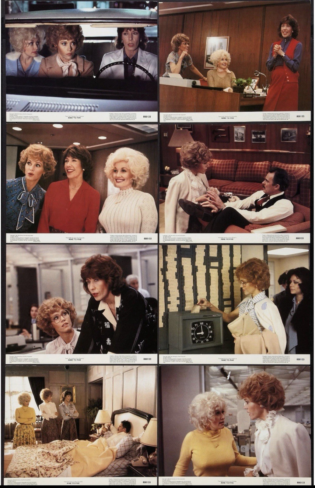 9 TO 5 original 1980 lobby card set DOLLY PARTON/JANE FONDA 11×14 movie posters