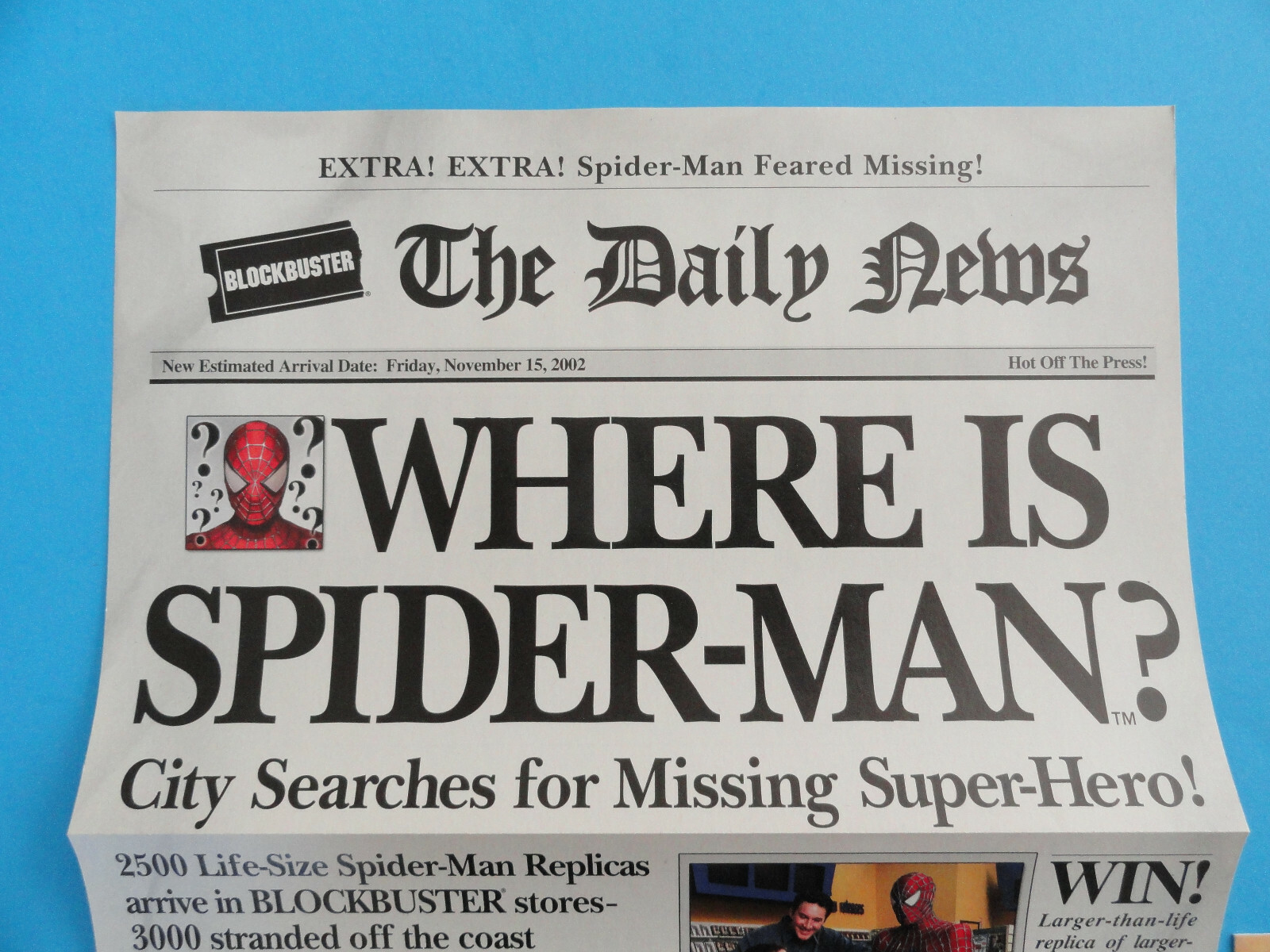 SPIDER-MAN BLOCKBUSTER VIDEO RENTAL CARDS & DAILY NEWS PROMO 2002 RARE – NEW