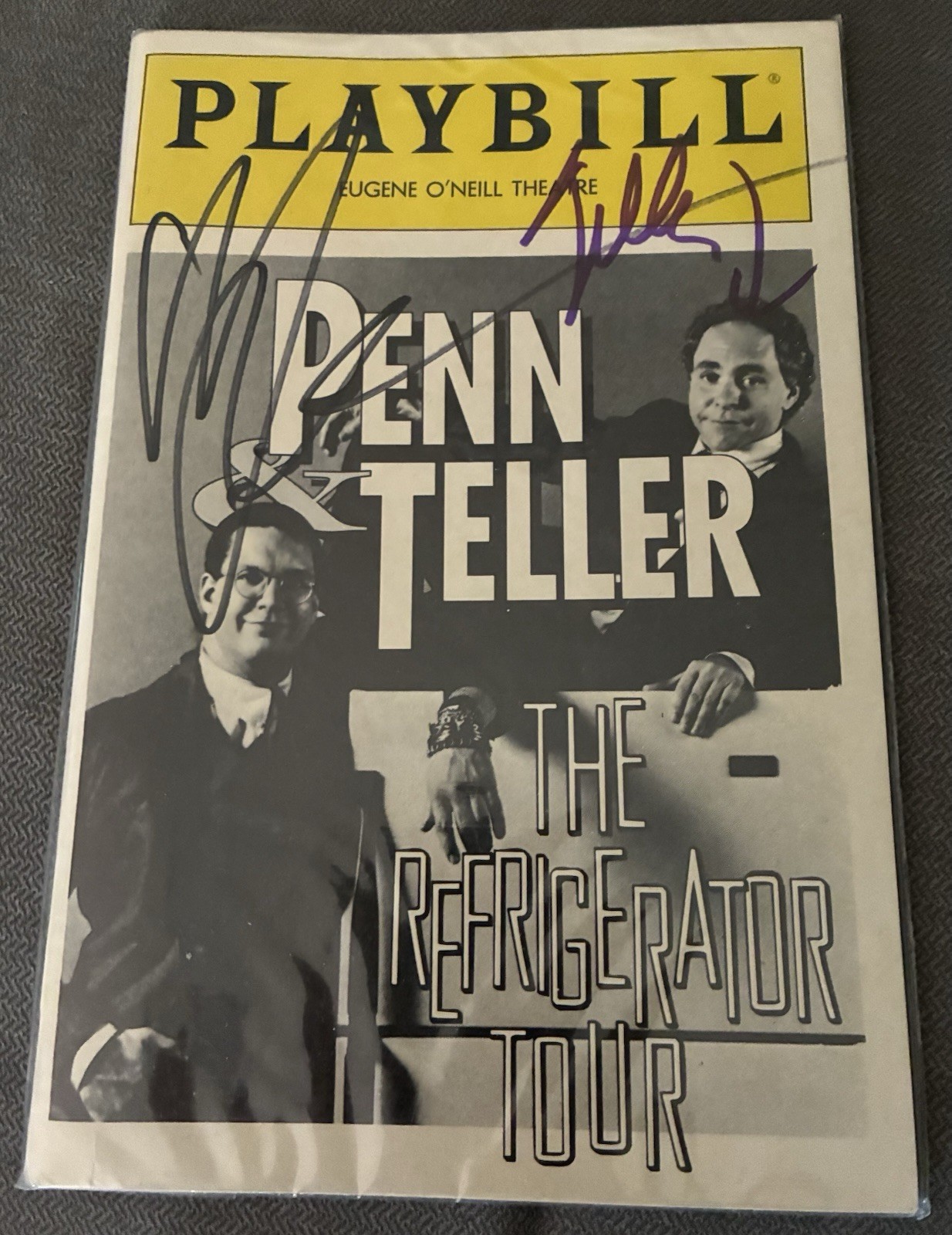 Penn & Teller Autographed Playbill The Refrigerator Tour, Eugene O’Neill Theatre