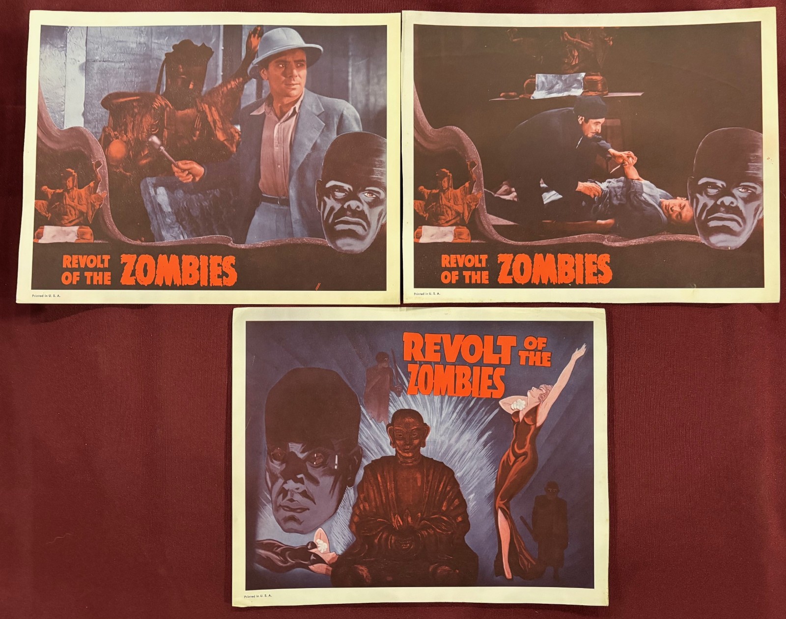 REVOLT OF THE ZOMBIES LOBBY CARDS (3) 1936R47 DOROTHY STONE DEAN JAGGER