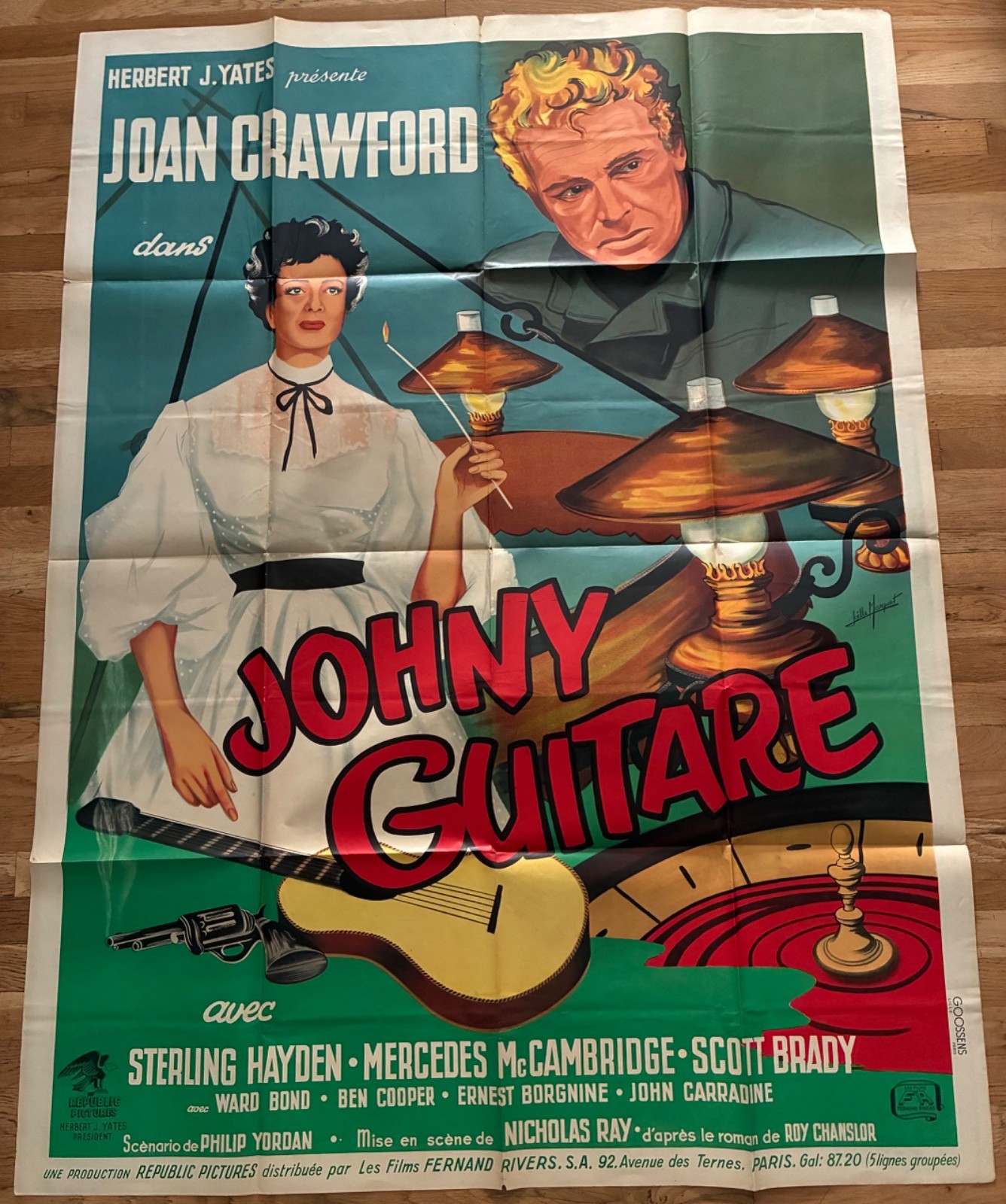 JOHNY GUITARE 1954 Original French Grande Movie Poster 47×63 Joan Crawford Ray⁠