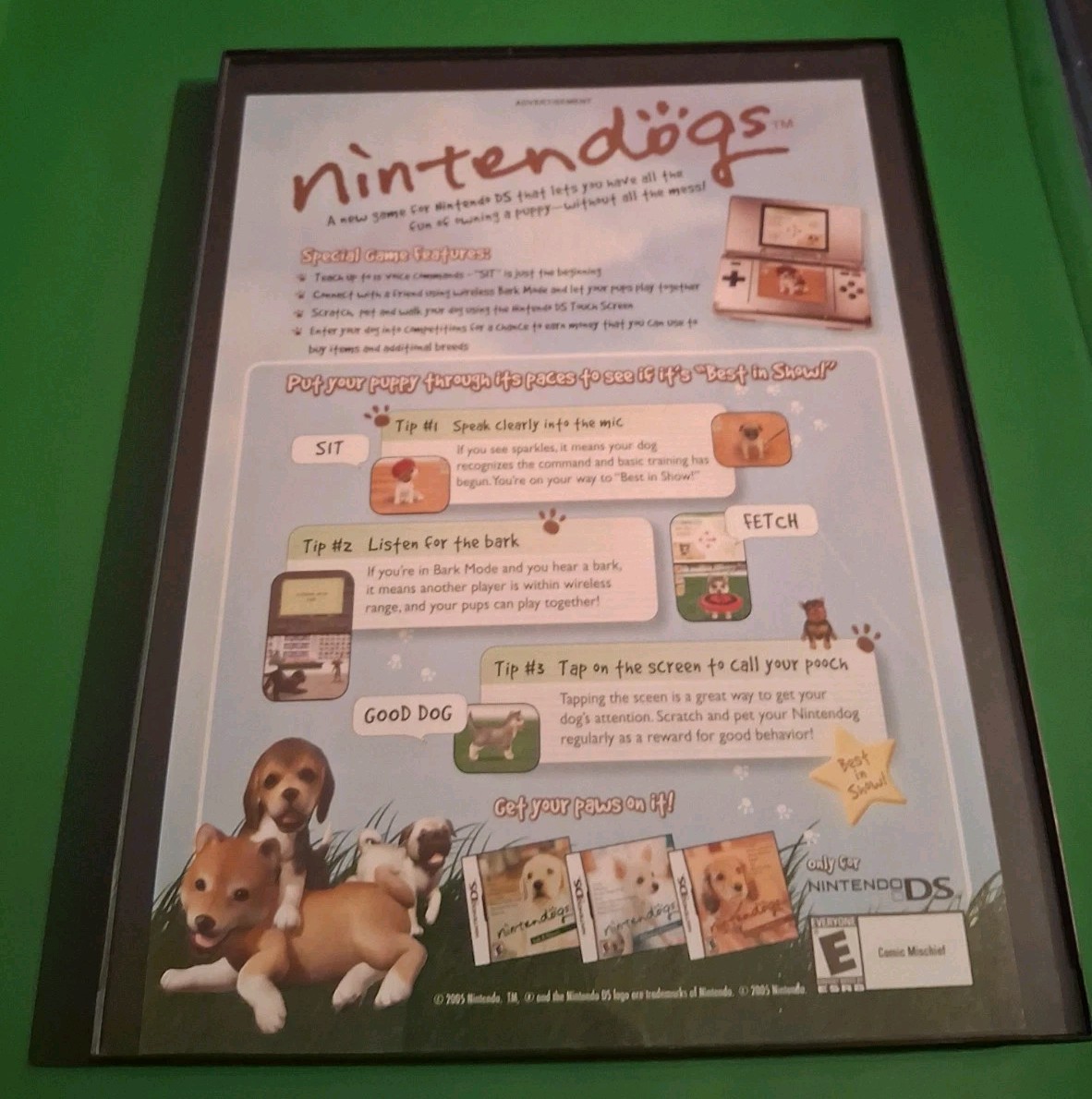 Nintendogs Video Game Vintage Promo Framed 2006 Print Ad 8.5X11