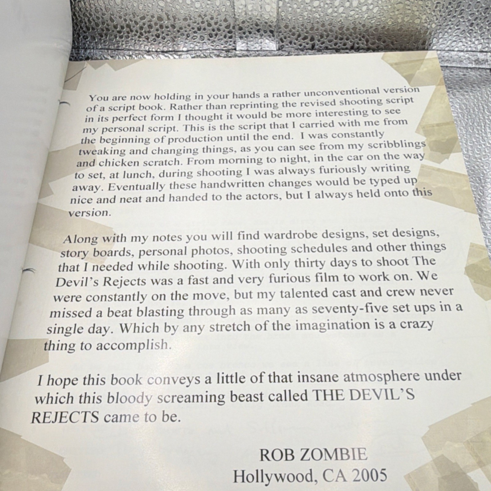 Rob Zombie The Devil’s Rejects Director’s Script NECA ISBN 1933000155 not signed