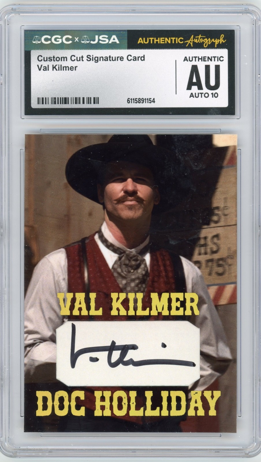 Val Kilmer Signed Custom Cut Tombstone Trading Card JSA CGC Auto Grade 10