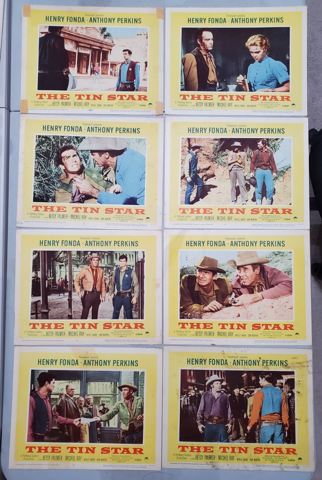 TIN STAR ORIGINAL 11X14 LOBBY CARD SET OF 8 1957 HENRY FONDA PERKINS PALMER