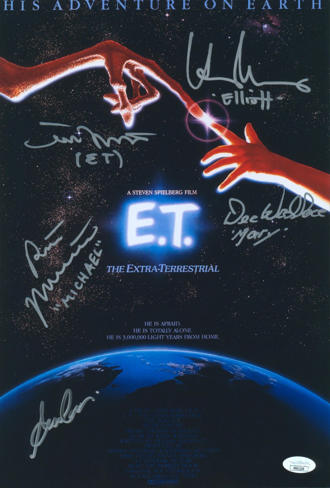 Henry Thomas +4 Cast Signed 10×15 E.T. Extra-Terrestrial Autograph Photo JSA COA