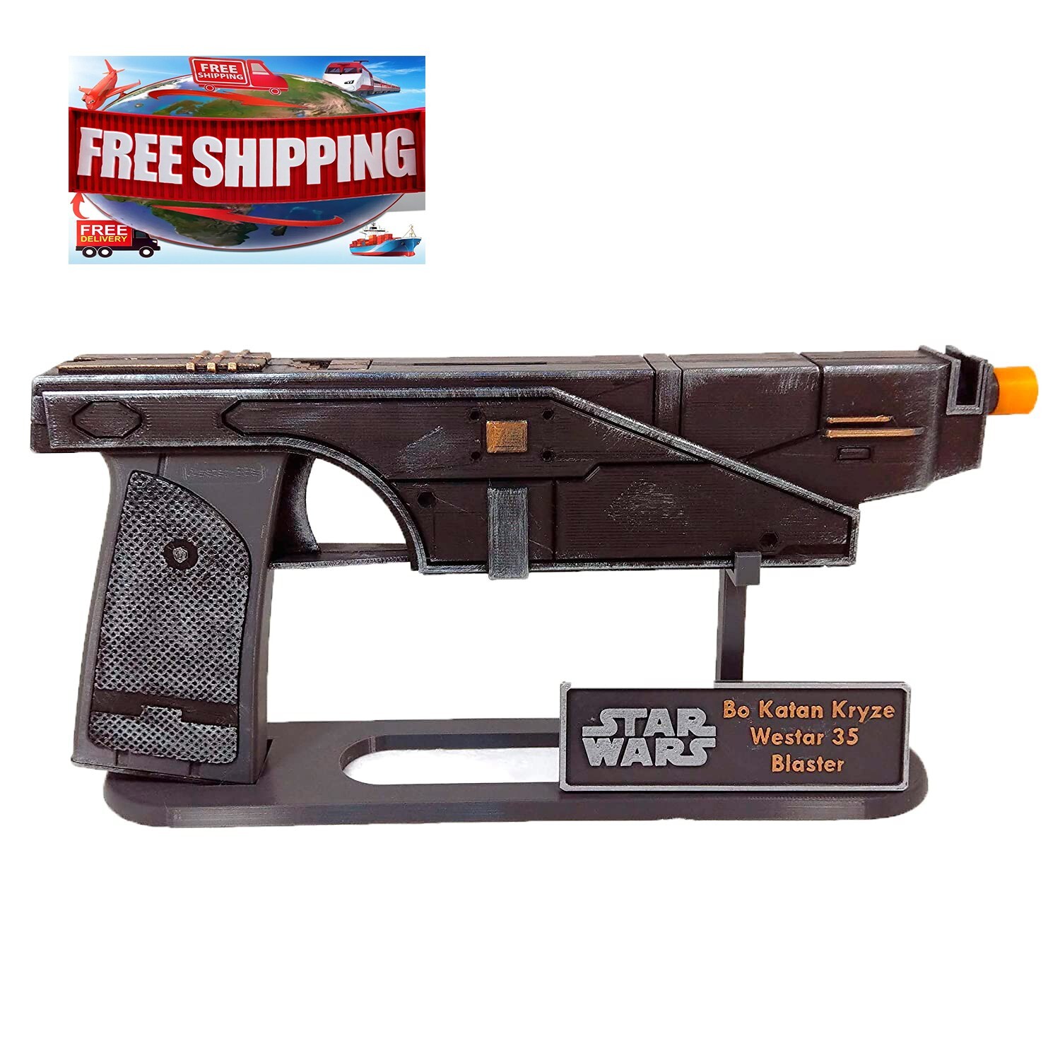 Bo-Katan Kryze’s Westar 35 Blaster with Stand – Cosplay Prop Replica