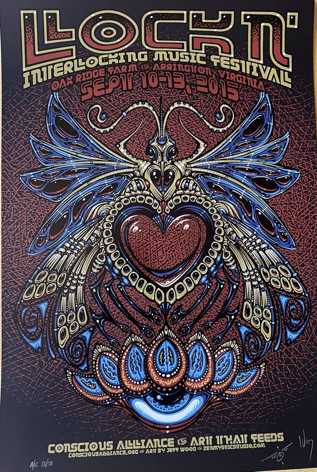LOCKN Festival 2015 Poster Jeff Wood Artist Edition Doodled WSP Grateful Dead