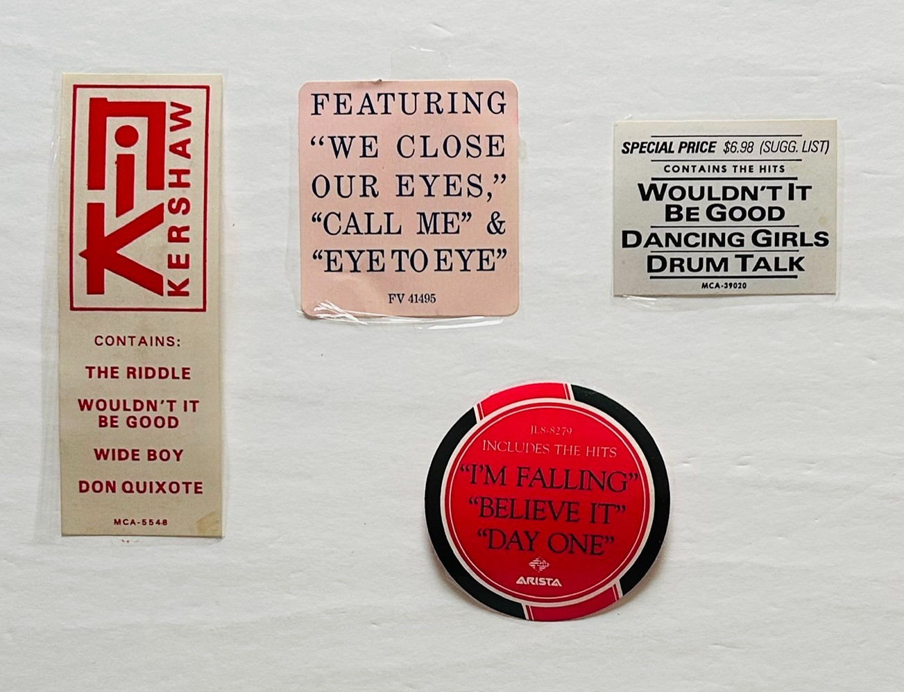 Nik Kershaw, Go West, Comsat Angels – Hype Stickers ONLY