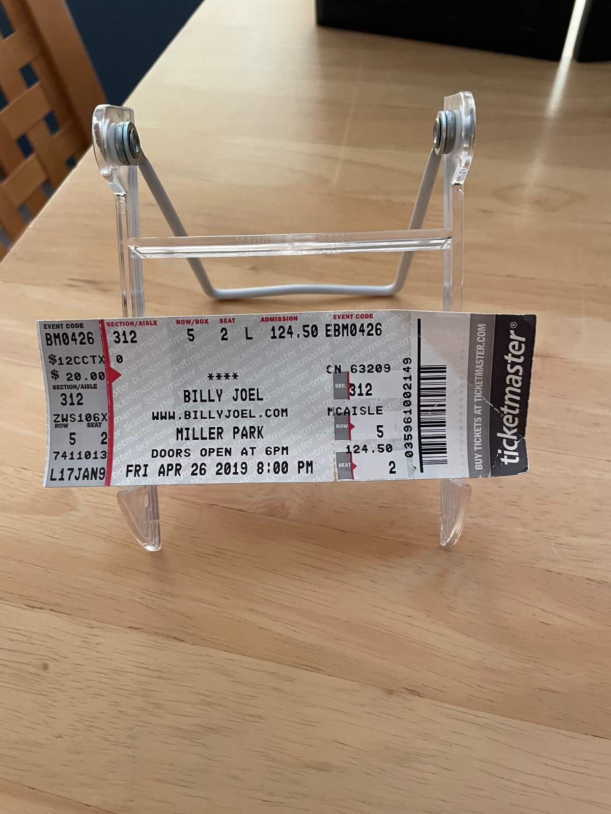 Billy Joel ticket stub Miller Park in Milwaukee