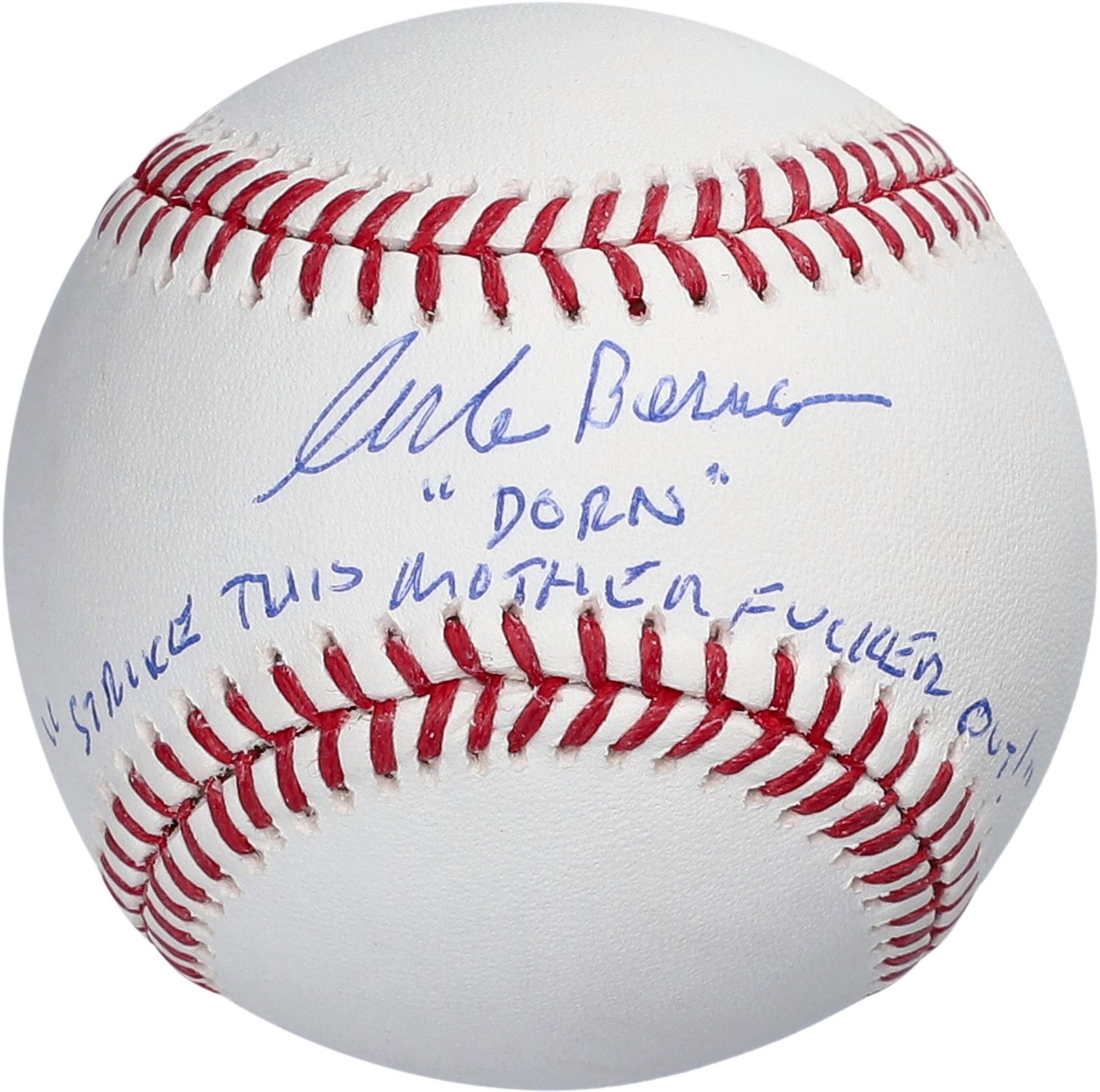 Corbin Bernsen Major League Signed Baseball w/Strike Out Inscription – Steiner