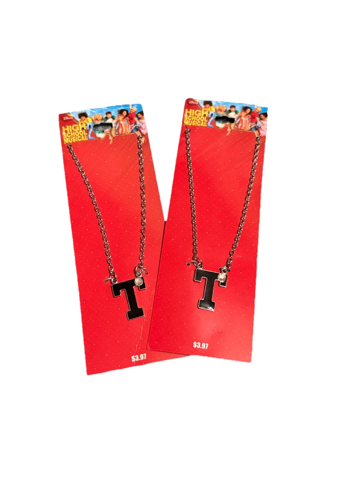 Vtg 2 High School Musical 2 HSM T Necklace Dog Tag T As In Troy Zac Efron Disney