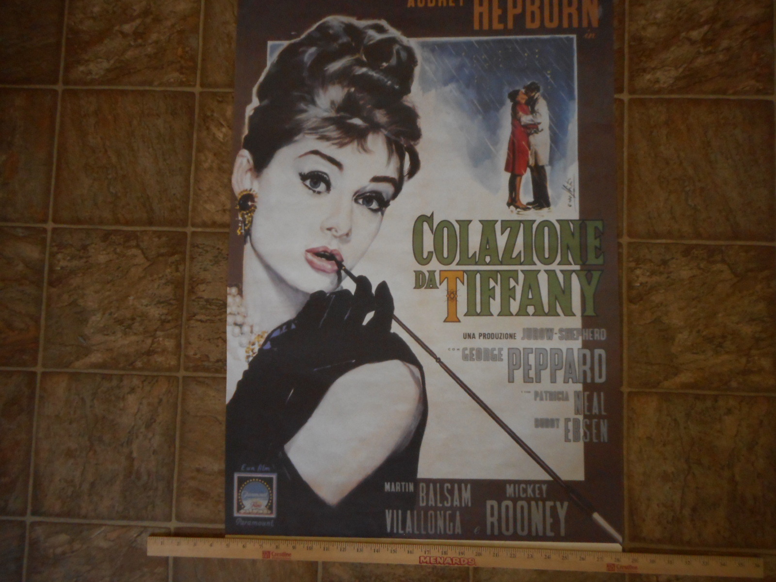 BREAKFAST AT TIFFANY’S Movie POSTER 23.5×36 Italian Audrey Hepburn preowned