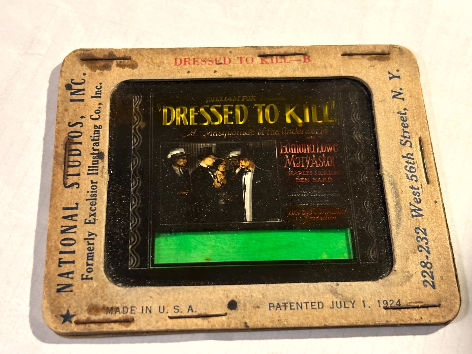 Dressed To Kill Very Rare Magic Lantern Glass Movie Slide ’28 Astor Lowe Mob