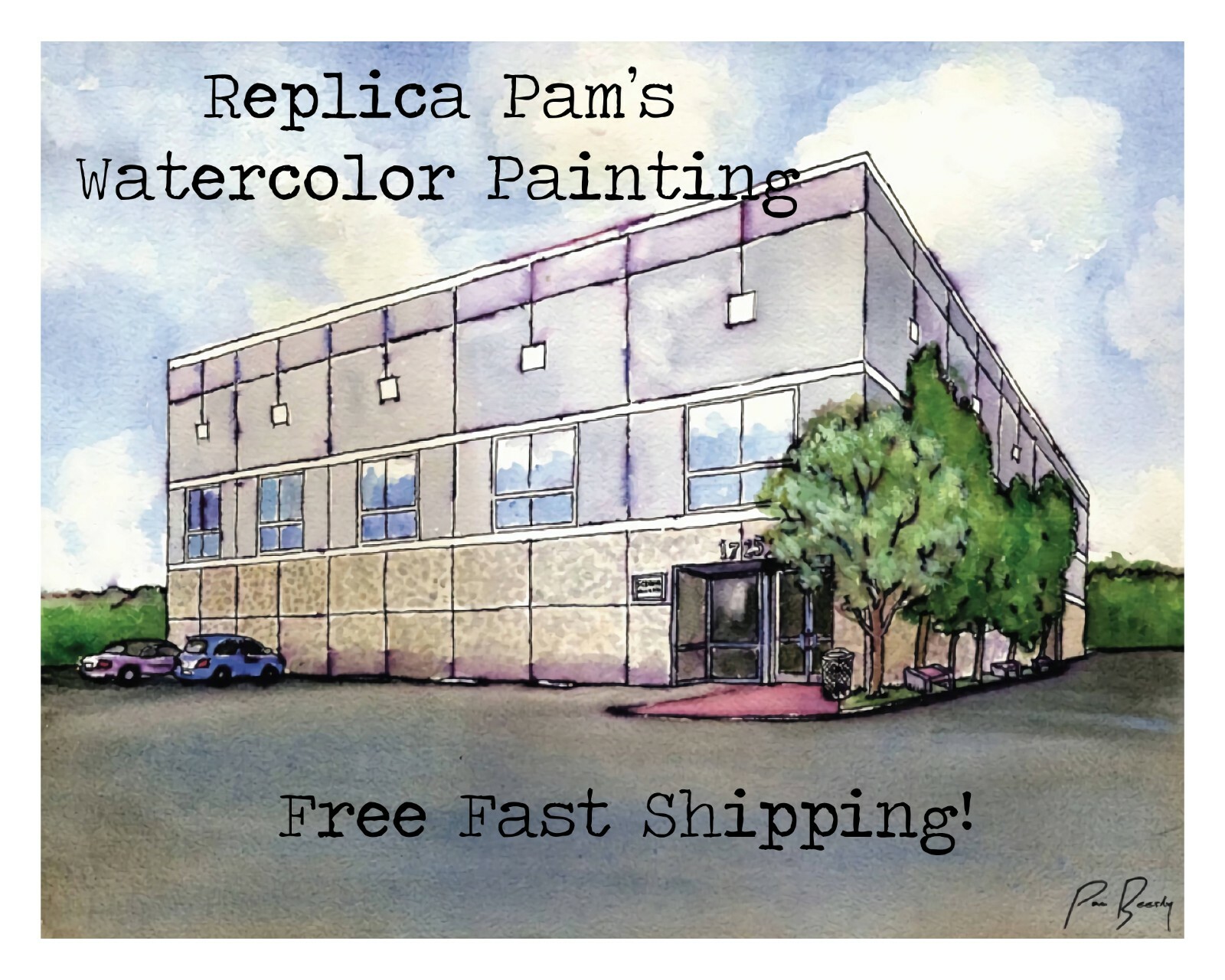 The Office Poster Pam’s Watercolor Painting Dunder Mifflin Schrute Gift Art