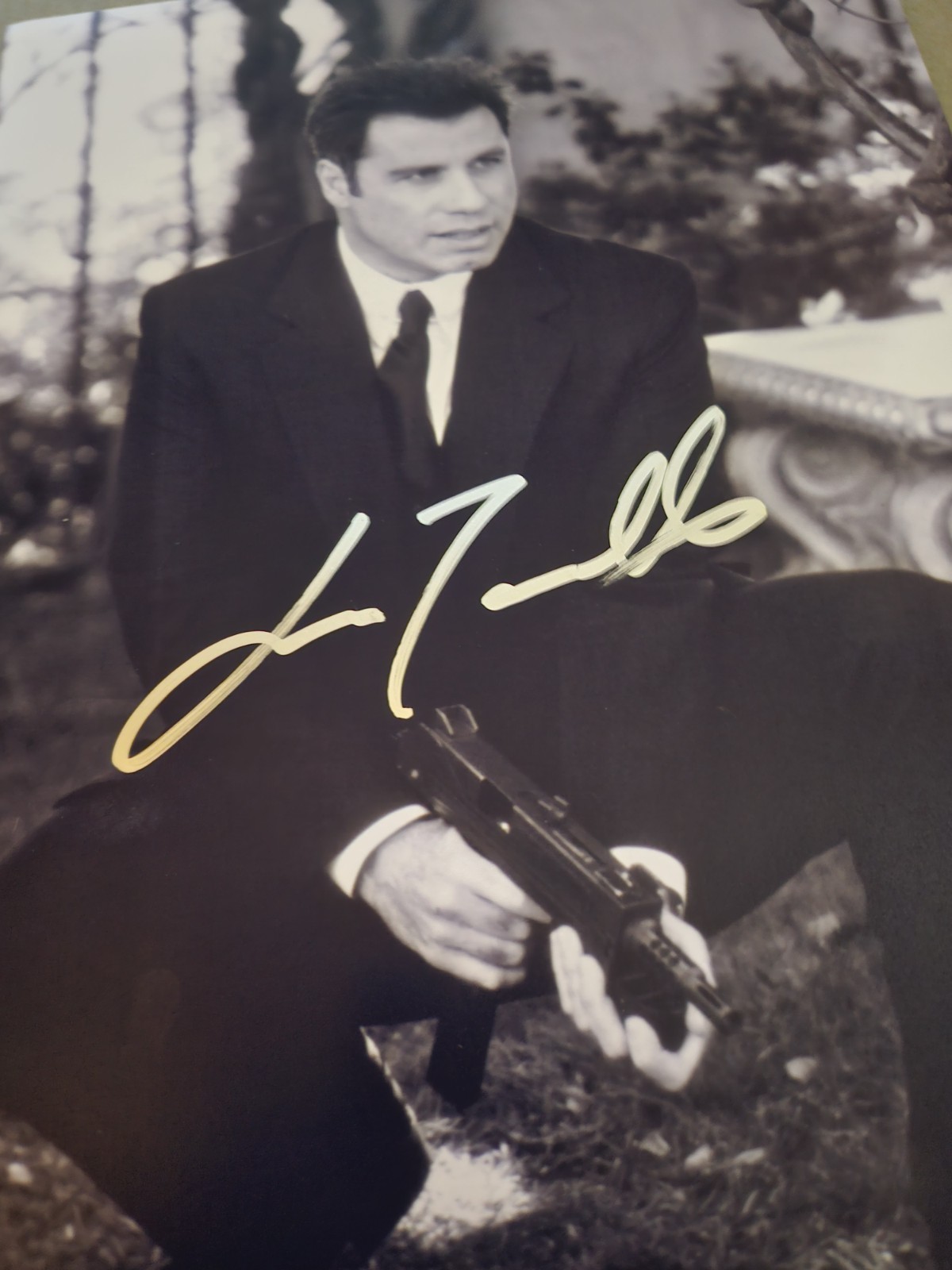 JOHN TRAVOLTA ORIGINAL AUTOGRAPH W/COA 8X12″ FACE/OFF B&W PHOTO, PERFECT