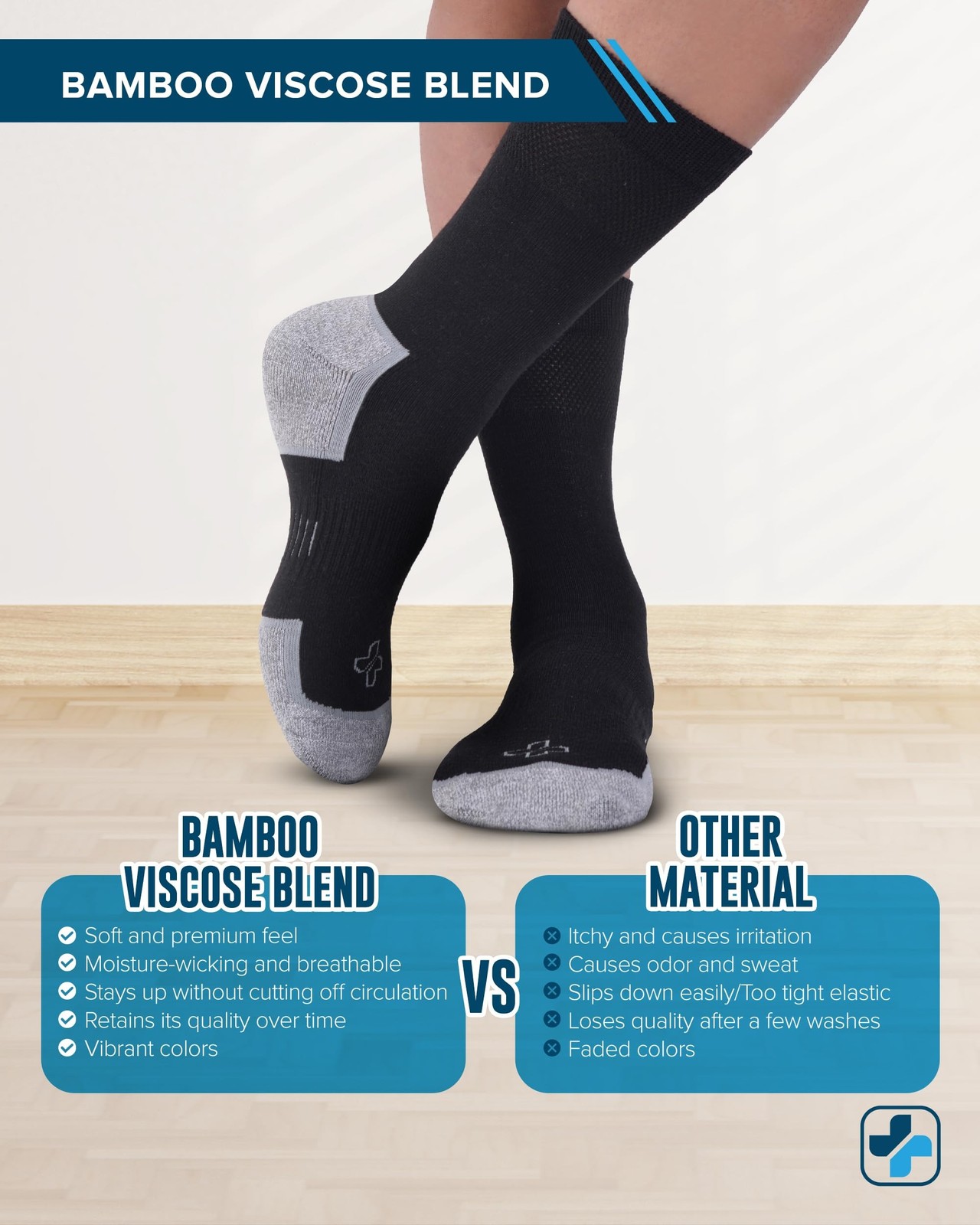 Doctor’s Select Diabetic Socks for Men – 6 Pairs Non Binding Stretch Top, Bam…
