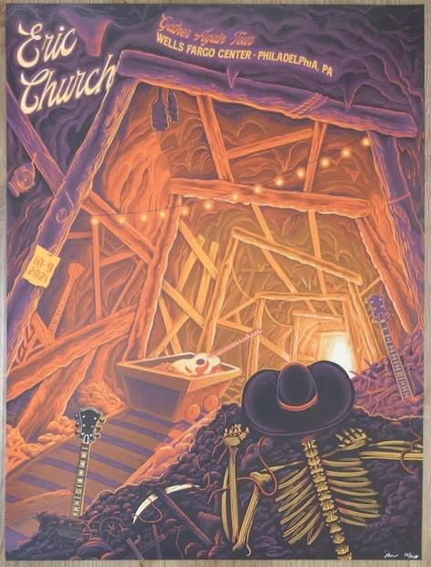 2021 Eric Church – Philadelphia Silkscreen Concert Poster by Paul Kreizenbeck