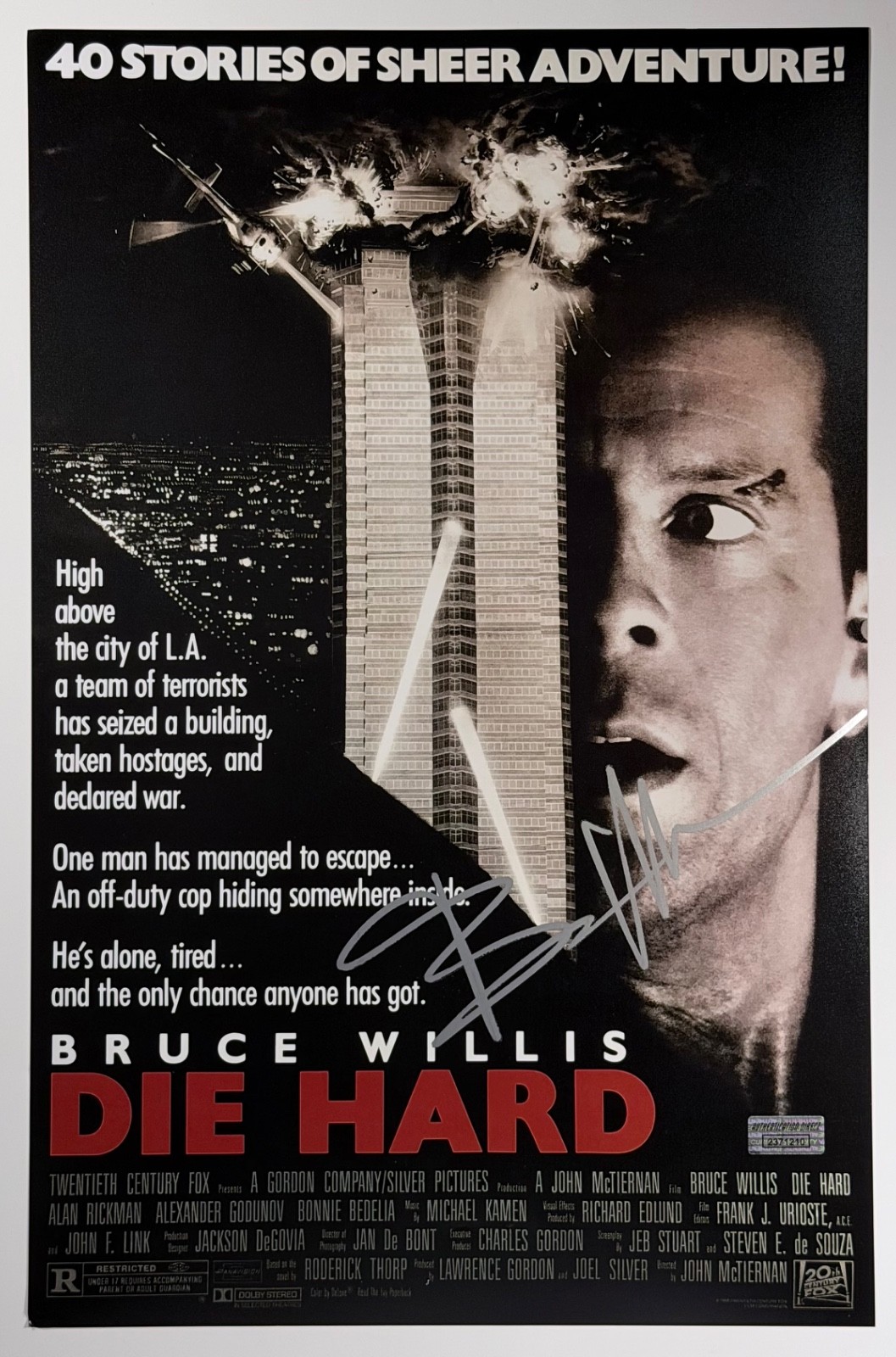 Bruce Willis Signed Die Hard 11×17 Poster Photo Autograph COA