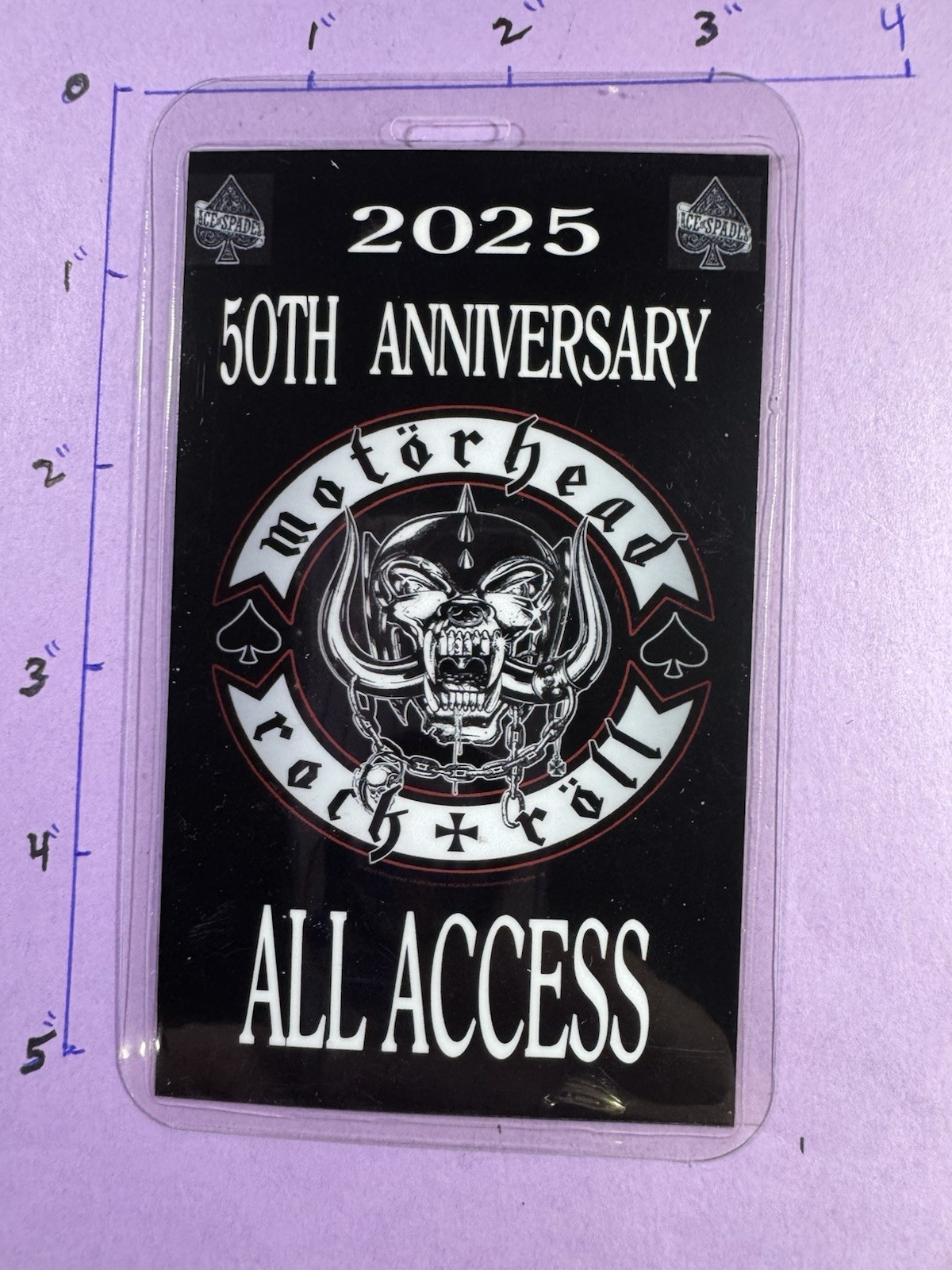 Motorhead commemorable 2025 / 50th Anniversary All A ccess pass with lanyard
