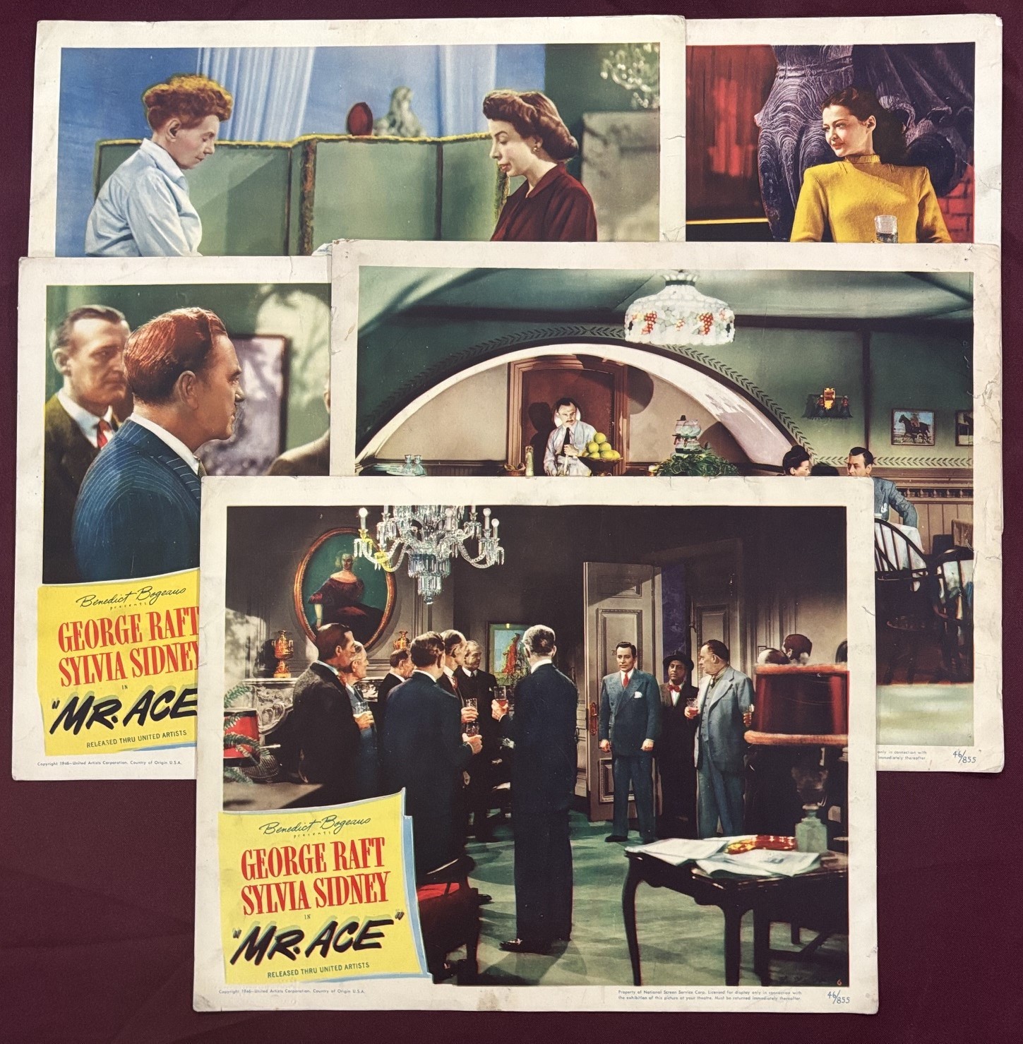 MR ACE LOBBY CARDS (5) 1946 GEORGE RAFT SYLVIA SIDNEY