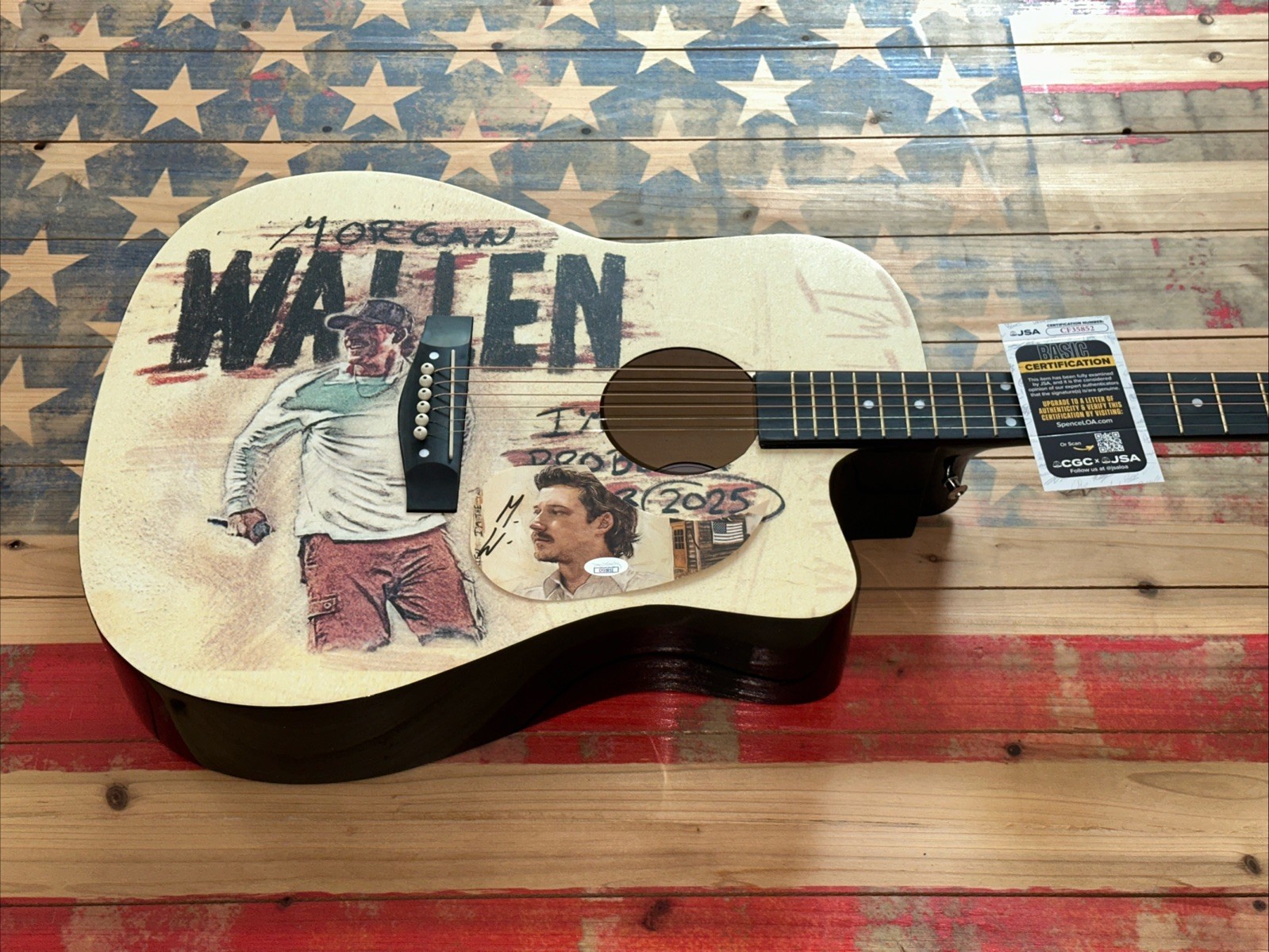 🚨RARE Morgan Wallen CUSTOM SIGNED Guitar I’M THE PROBLEM TOUR WALLEN JSA CERT