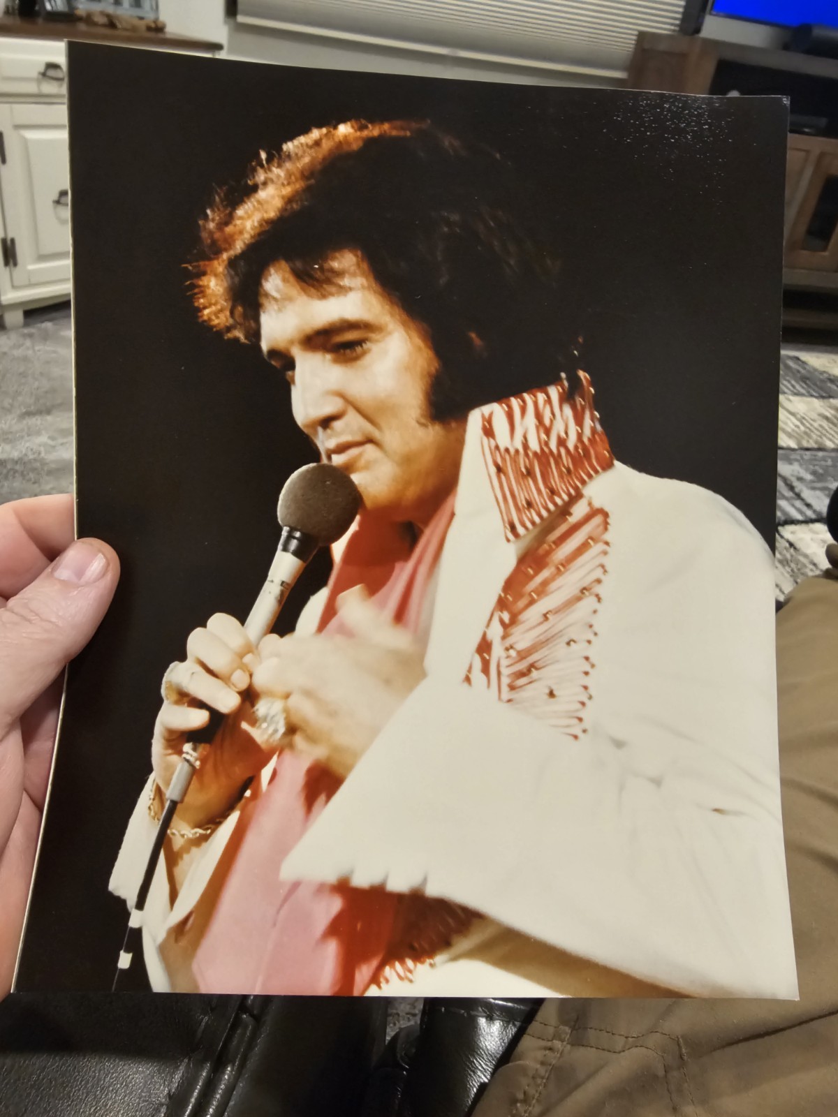 Vintage Photo Snapshot 8×10 Elvis Presley Singing Concert (F9)