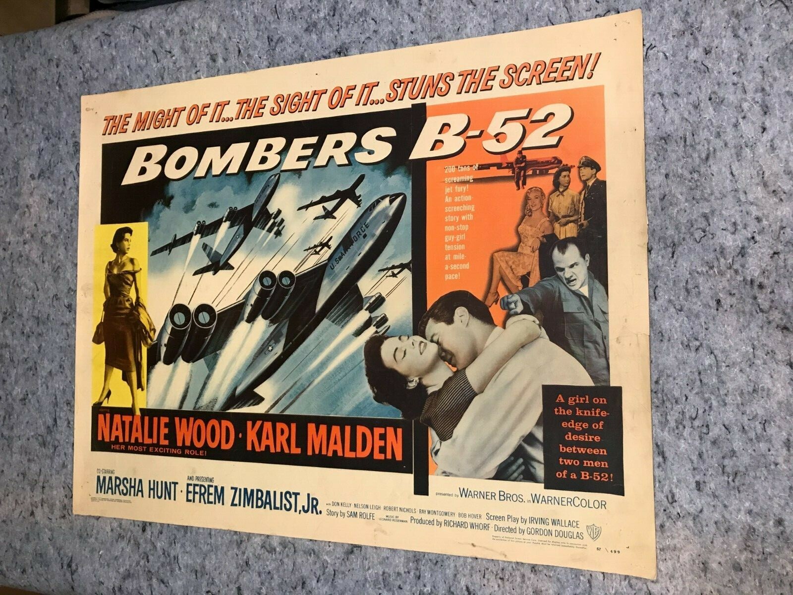 BOMBERS B-52 1957 ORIG. 1/2 SHEET MOVIE POSTER 22″x28″ (F-) NATALIE WOOD DRAMA