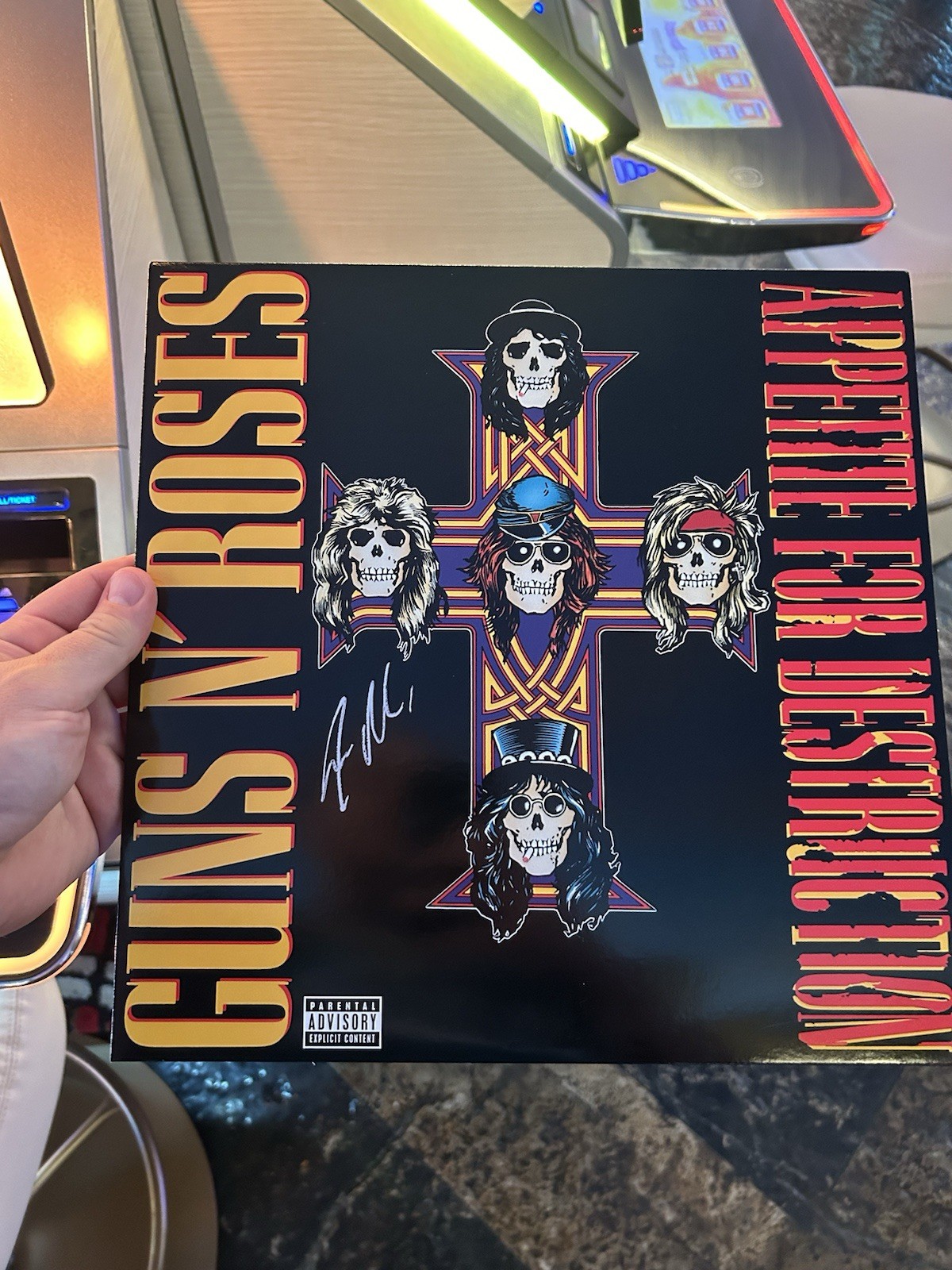 Steven Adler of GUNS n ROSES Appetite for Destruction Autograph Vinyl Proof Pic