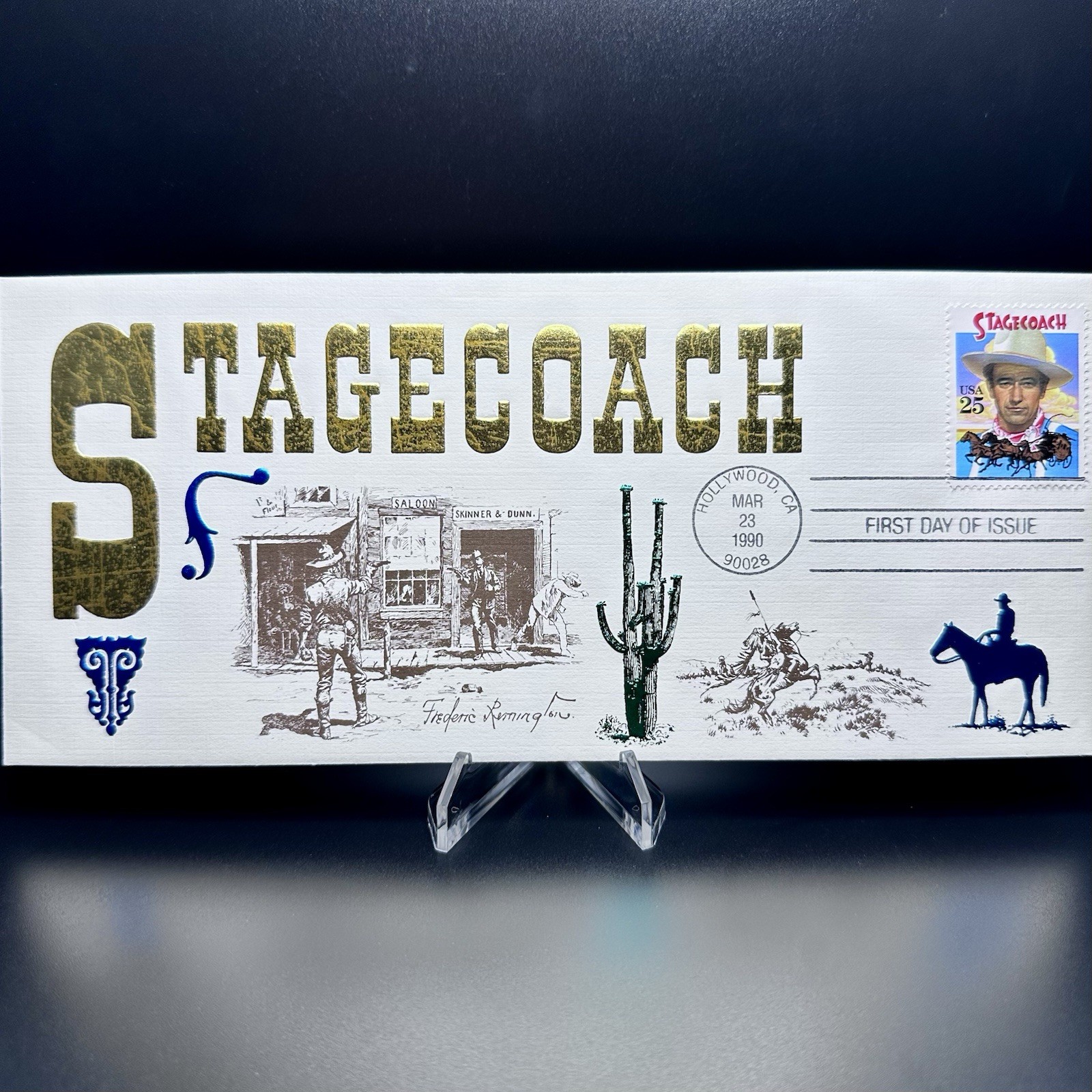 “Stagecoach” Official Commemorative Cachet (RARE MINT) – John Wayne – 1990 FDC