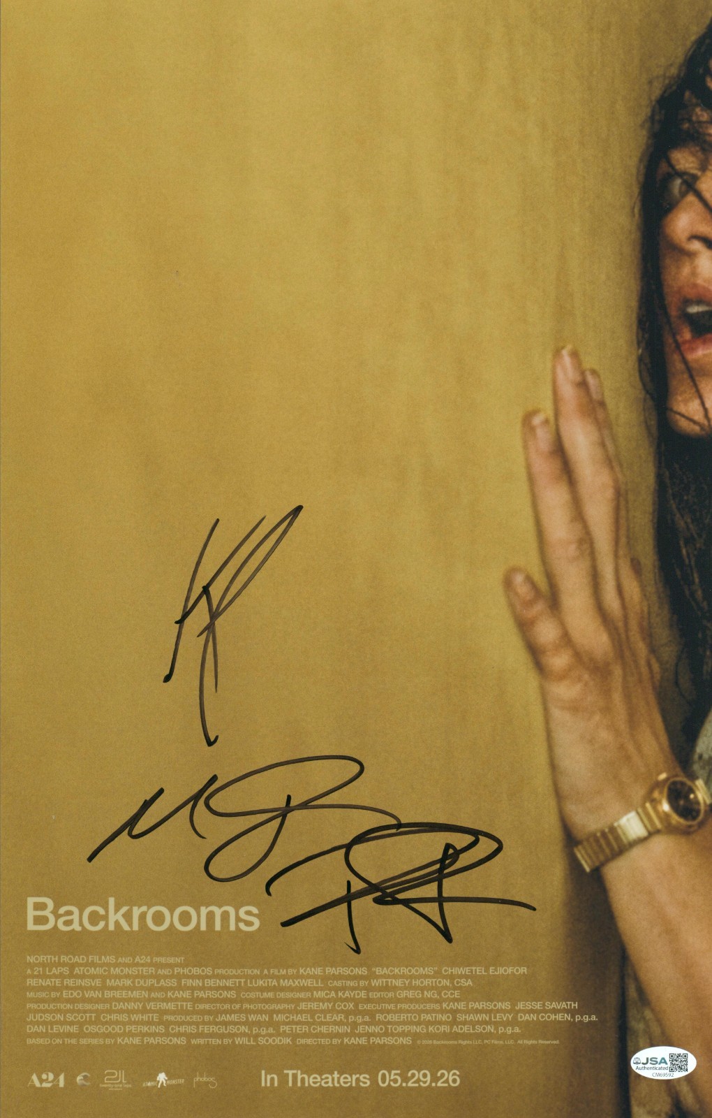 Kane Parsons Renate Reinsve +1 Signed 11×17 Backrooms Autograph Poster JSA COA