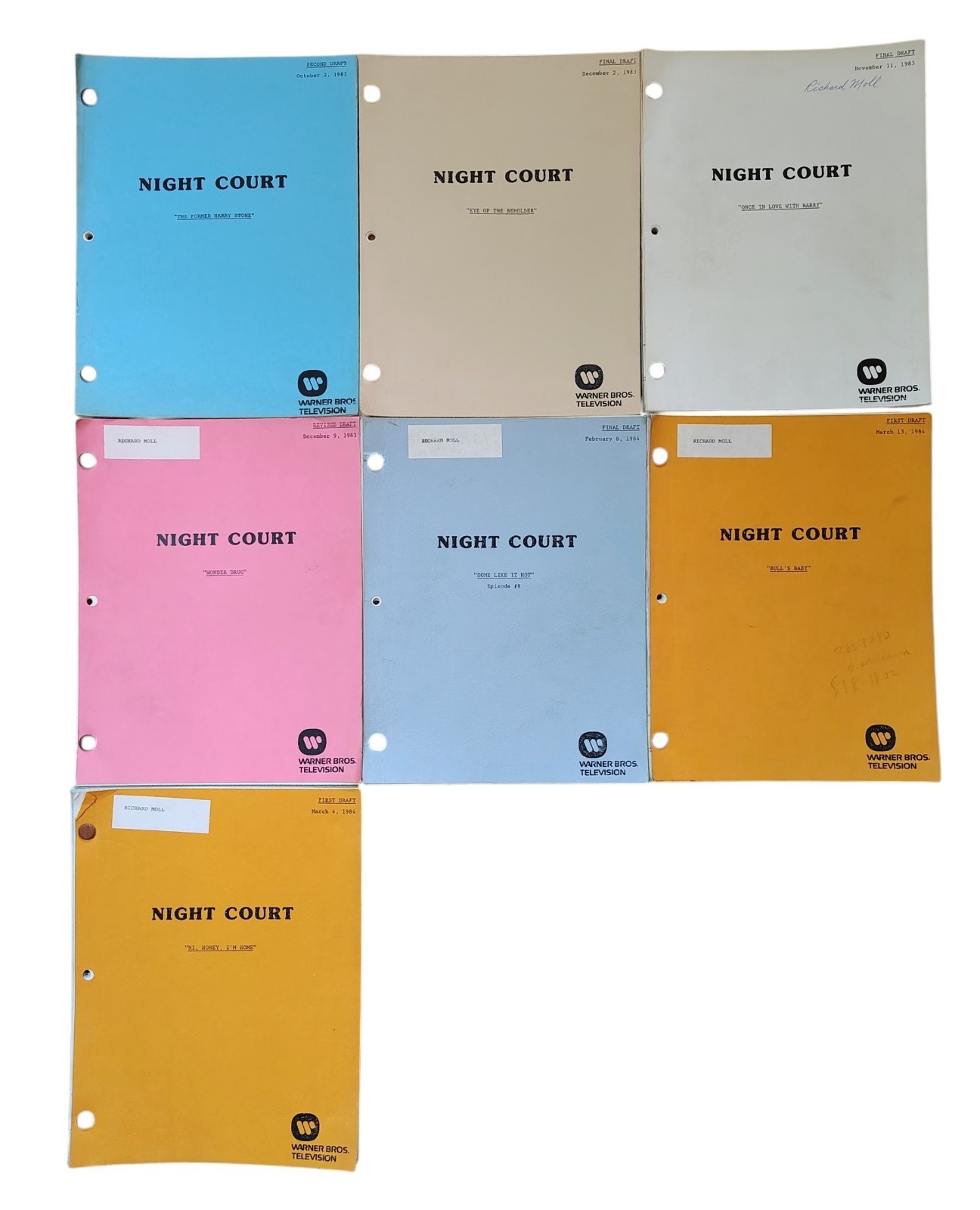 Season # 1 Night Court Script Lot Of 7 w Annotations Signed Richard Moll Bull