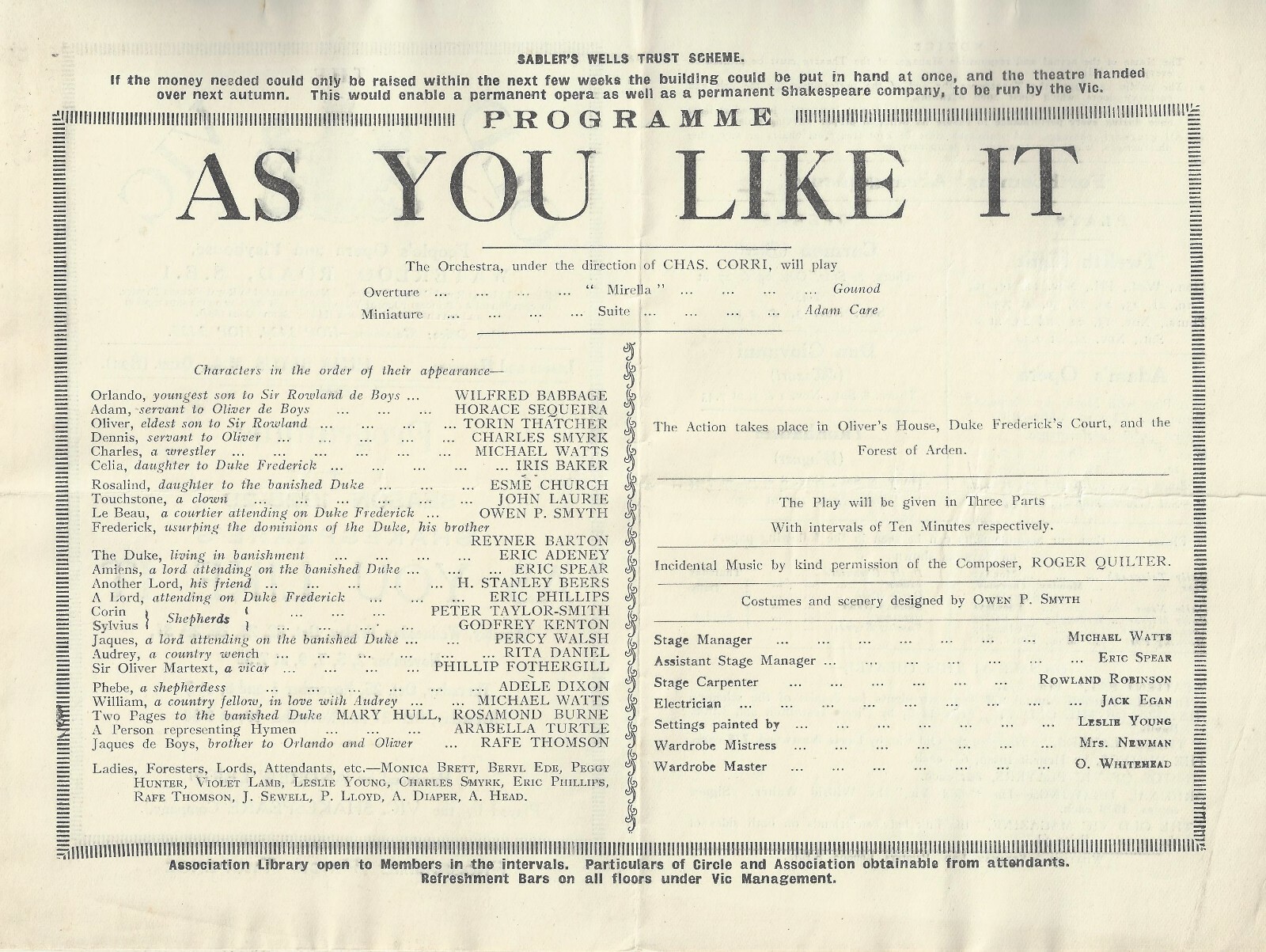 Adele Dixon “AS YOU LIKE IT” Torin Thatcher / Old Vic Co. 1928 London Playbill