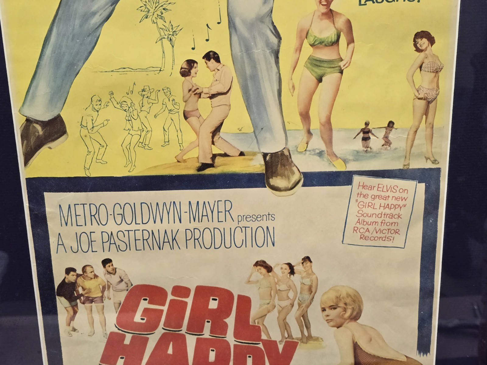 Elvis Presley – Girl Happy ORIGINAL One Sheet Movie Poster * FRAMED 43×21 *NICE!