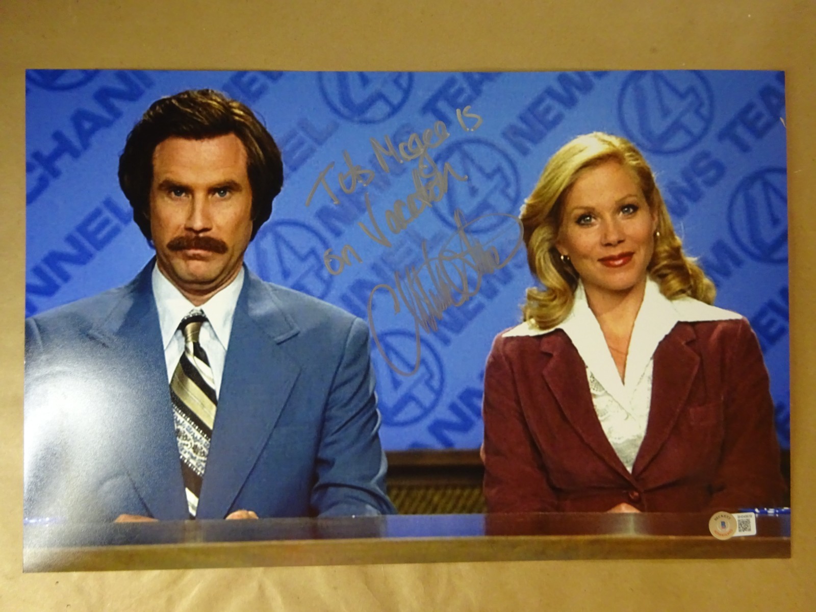 Signed Christina Applegate Autographed 11″x17″ Anchorman Photo BAS COA
