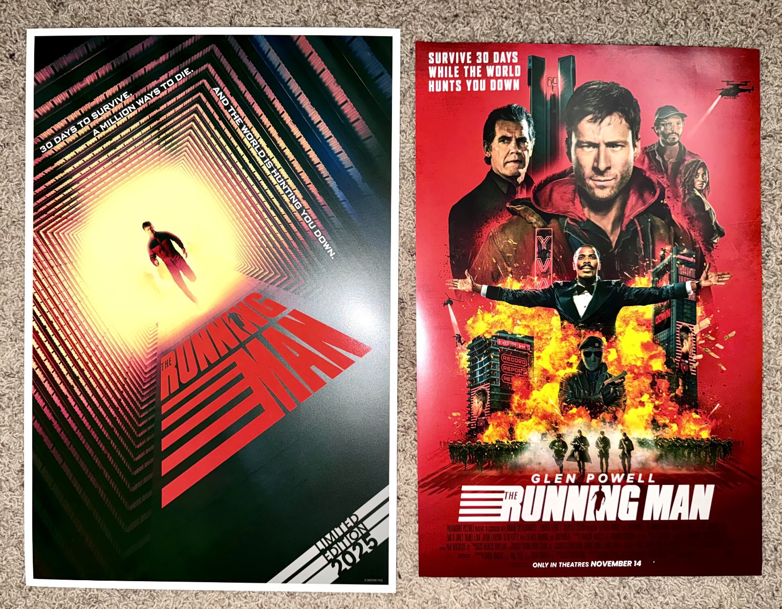 2 Poster Set: The Running Man 2025 AMC IMAX Dolby Limited Exclusive Free Ship