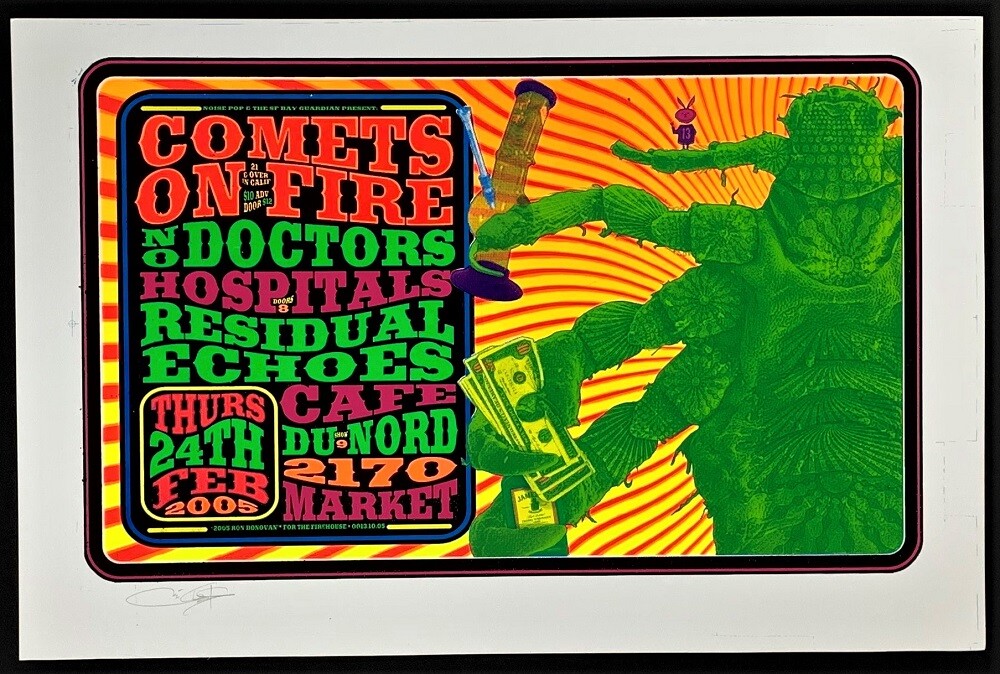 Comets On Fire POSTER No Doctors Signed Silkscreen Firehouse Ron Donovan Mint!
