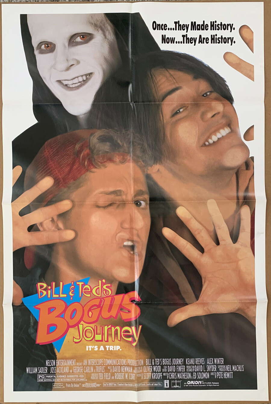 BILL AND TED’S BOGUS JOURNEY MOVIE POSTER DS ORIGINAL FOLDED 27×41 KEANU REEVES