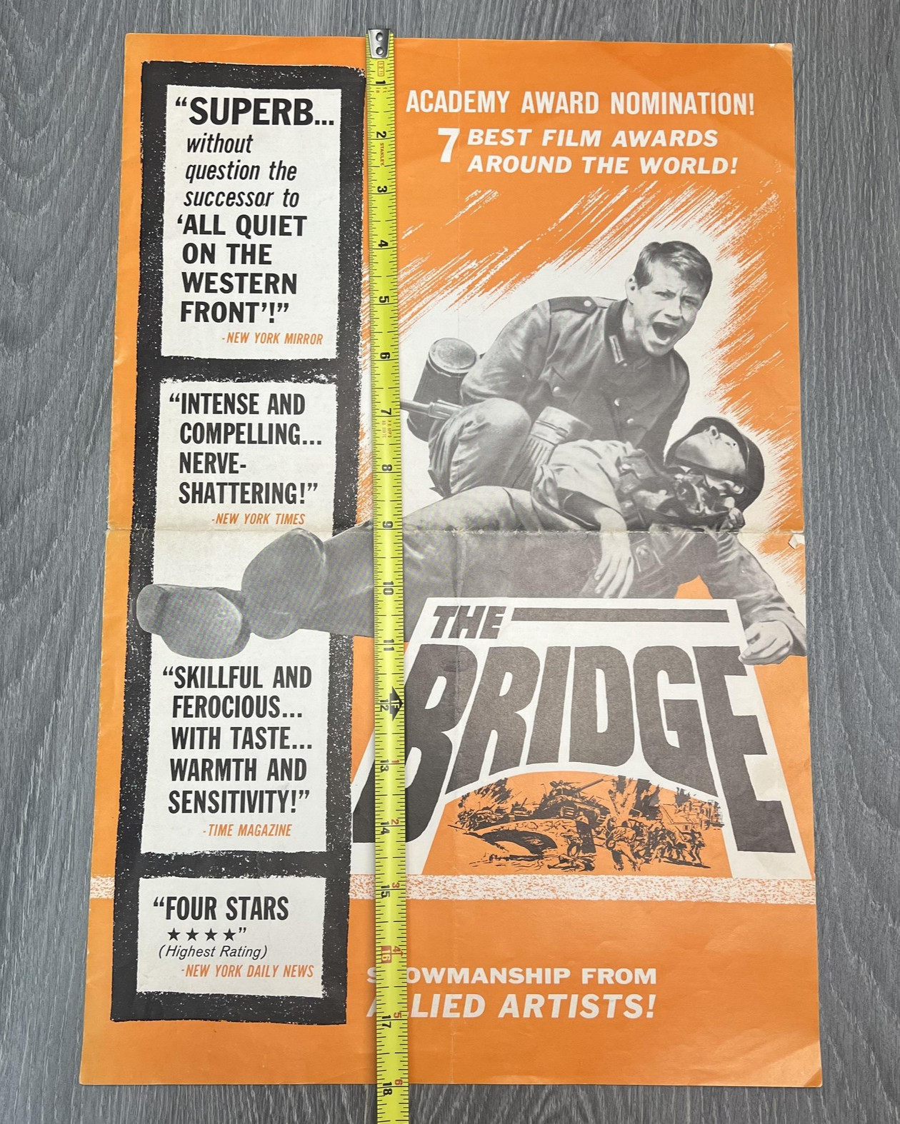 Vintage 1959 The Bridge Allied Artists Movie Pressbook Original War Film Art