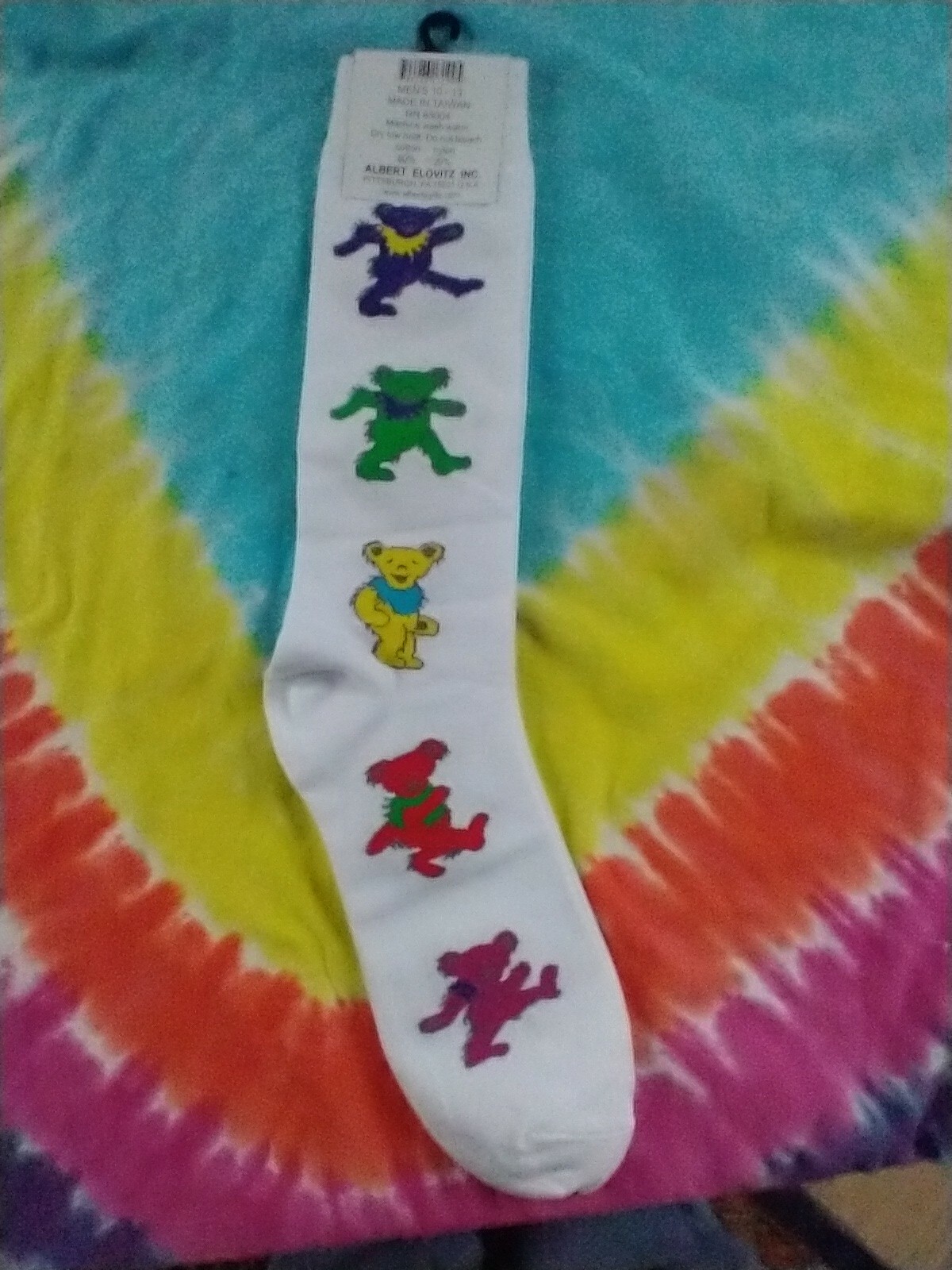 Grateful Dead Men’s Dancing Bear White Socks