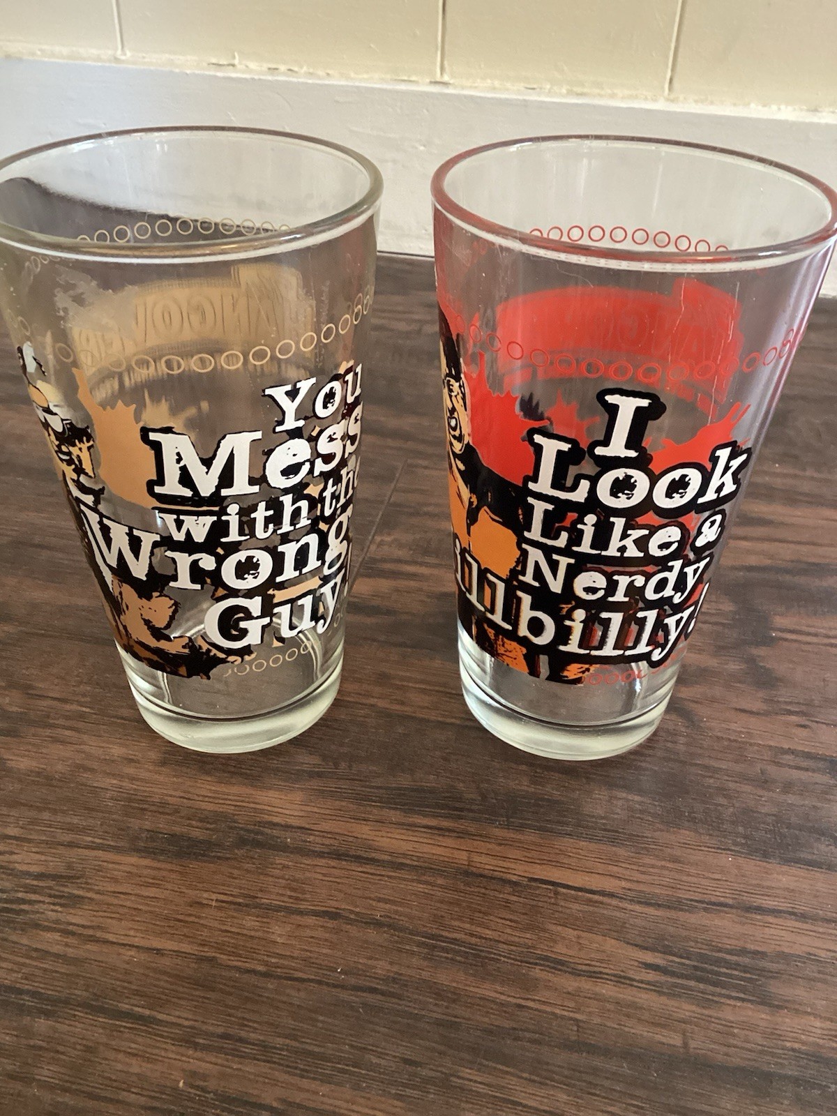The Hangover Movie Beer Glasses Set Of 2 “Nerdy Hillbilly “ 16 Oz